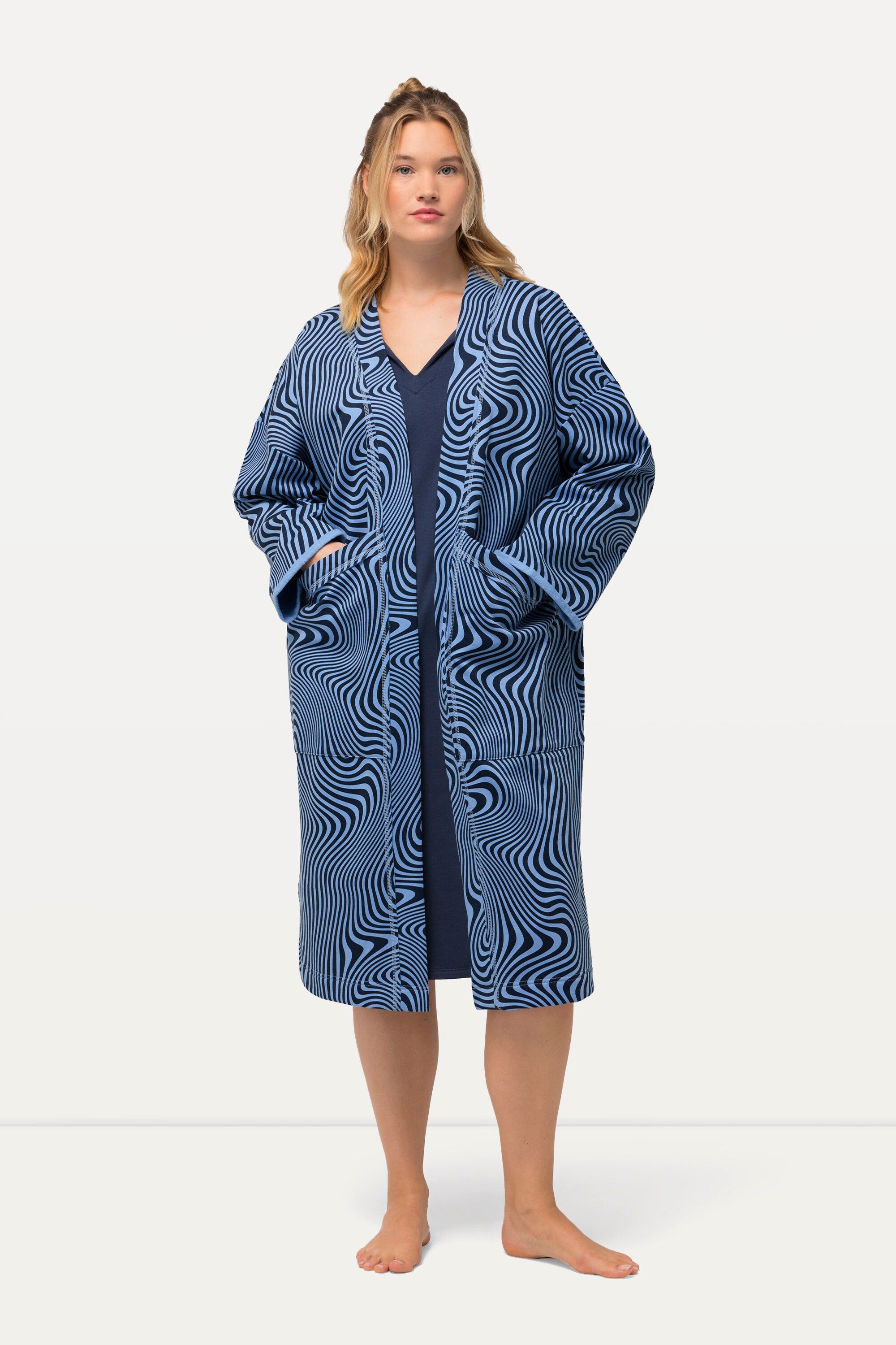 Ulla Popken Sweatjacke Loungewear-Langjacke Oversized offene Form