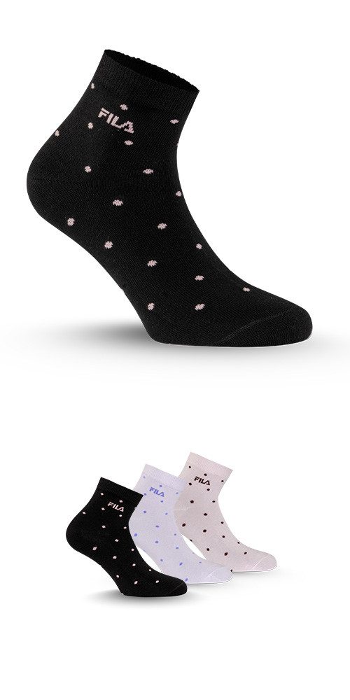 Fila Kurzsocken (3 Paar) mit schmalem Rippenbündchen, gepunktet, Cotton-Mix – Bild 2 von 5