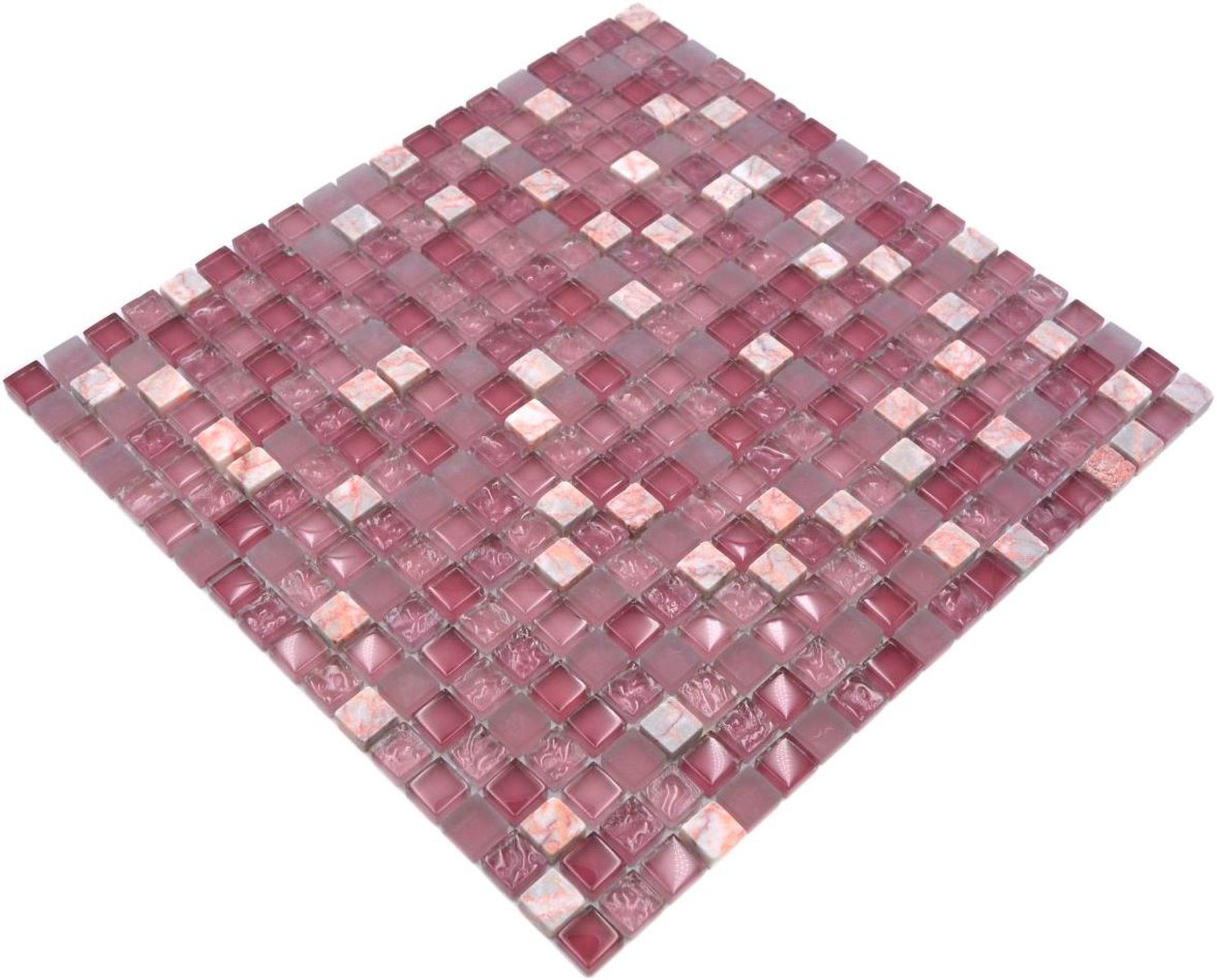 pink rosa Glasmosaik Mosaikfliese Mosaikfliesen rose Naturstein Mosani Marmor