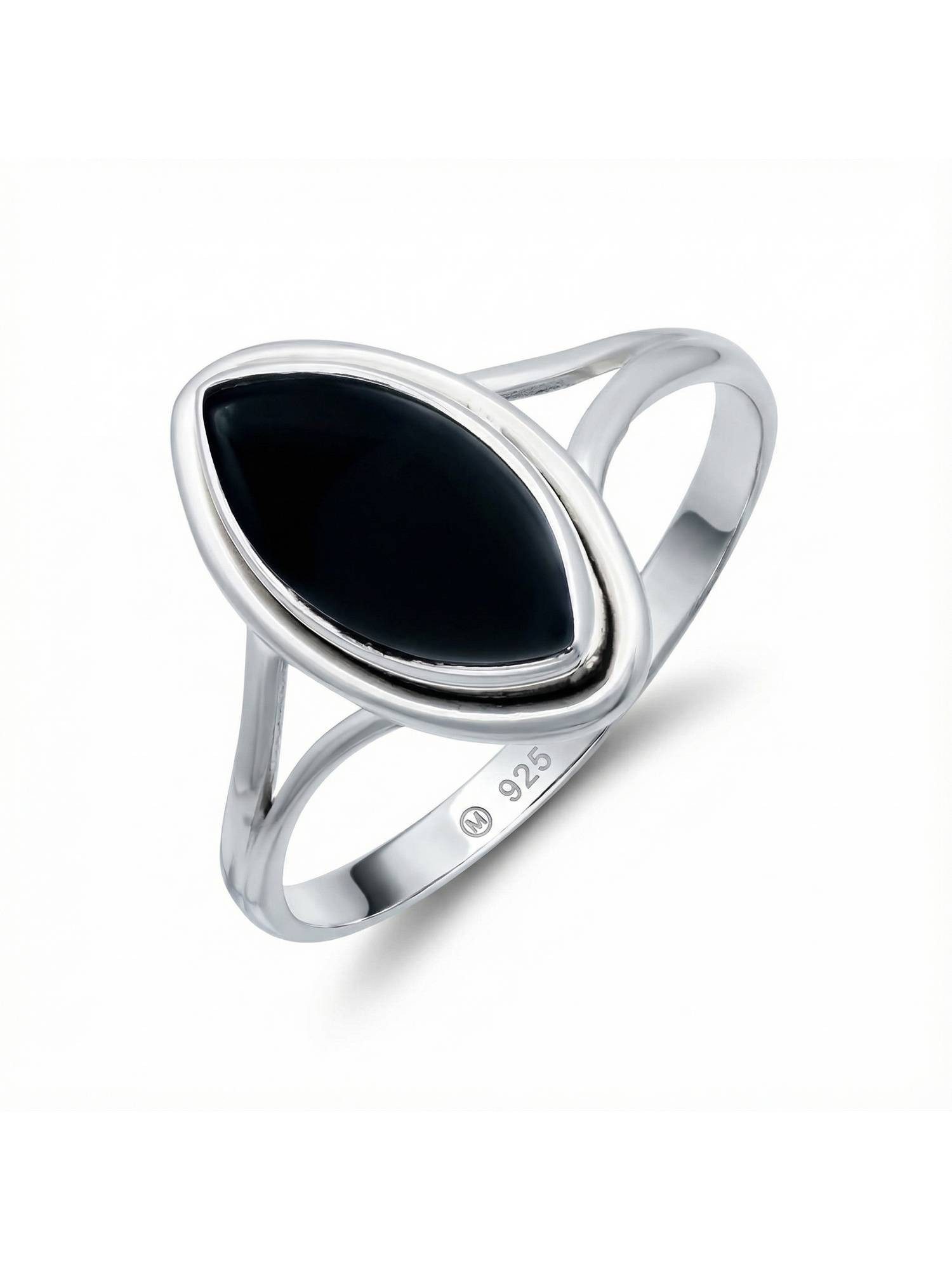 Silberring SARALA Ellipse aus 925 Silber mit Onyx
