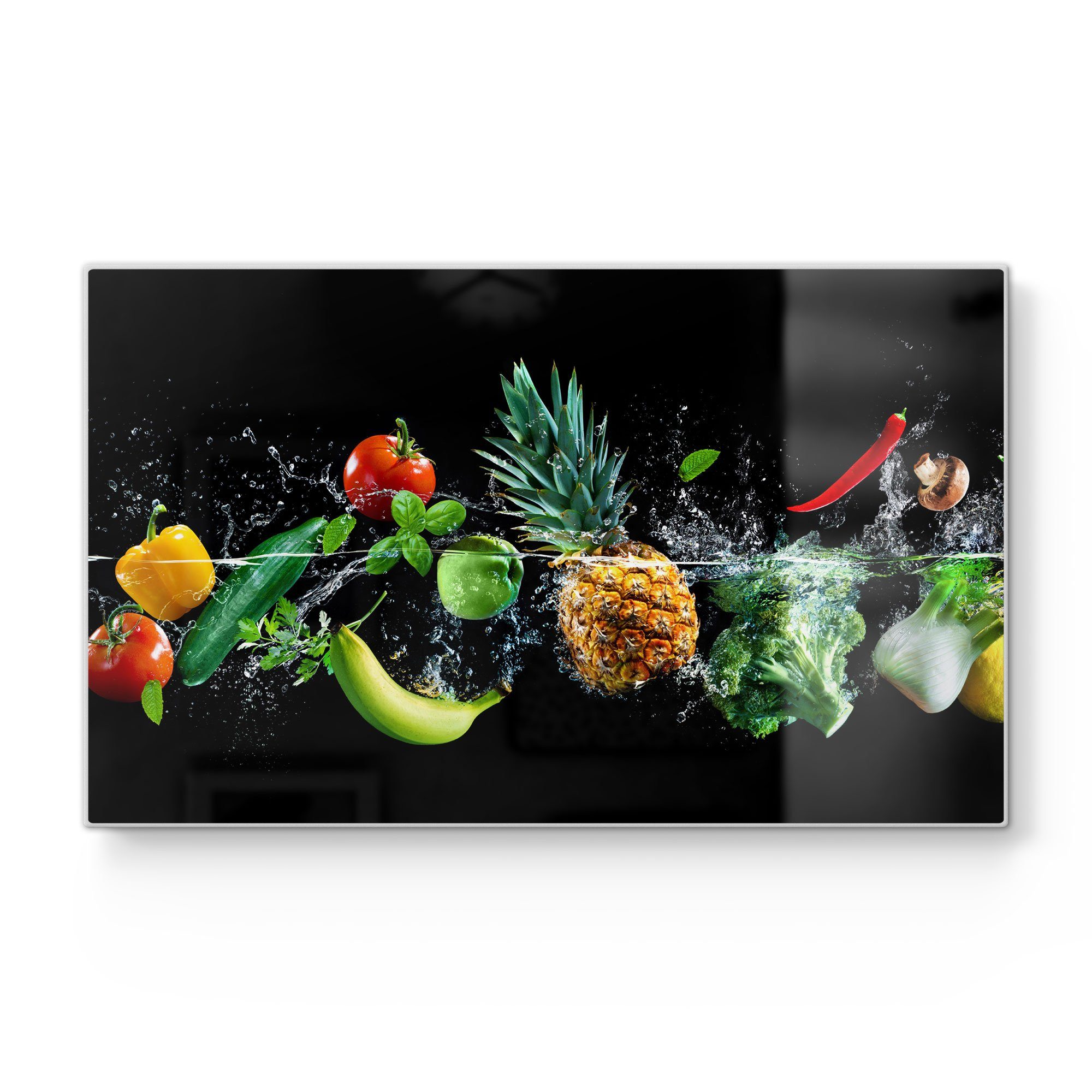 DEQORI Schneidebrett 'Sauberes Obst und Gemüse', Glas, Platte Frühstücksbrett Schneideplatte