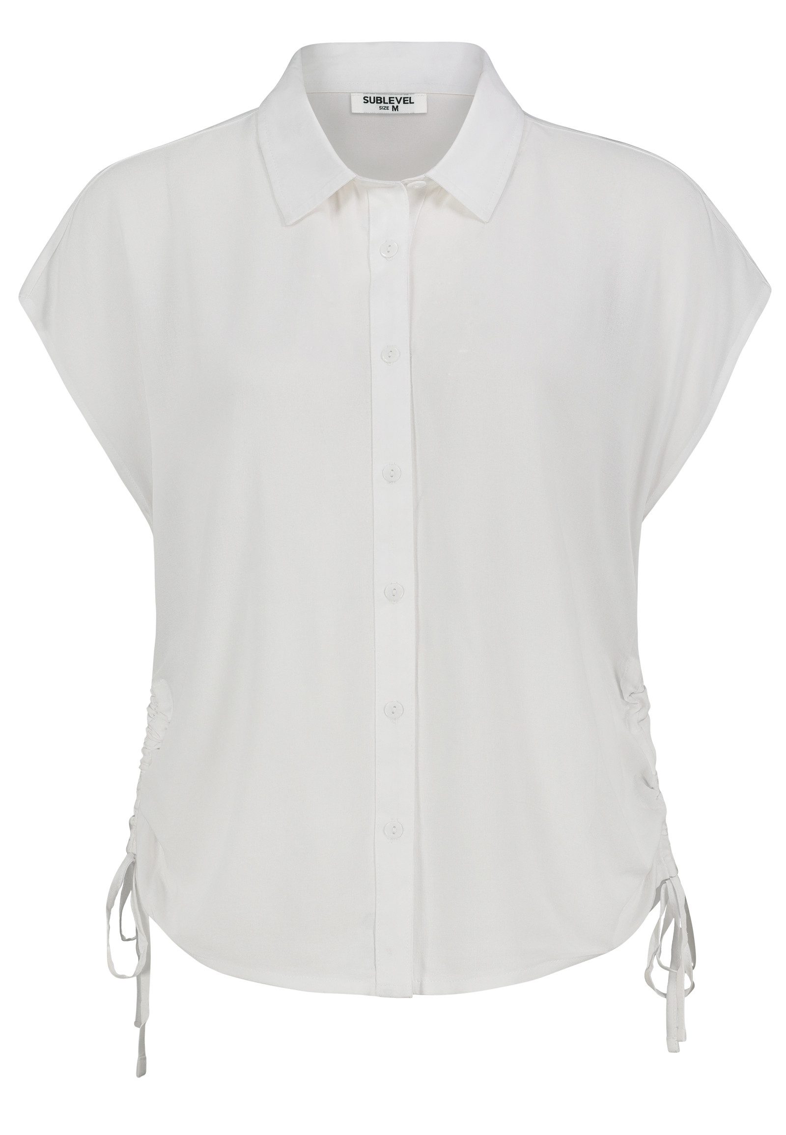 SUBLEVEL Blusenshirt Kurzärmeliges Hemd mit Kragen und Seitenschnürung Lege günstig online kaufen