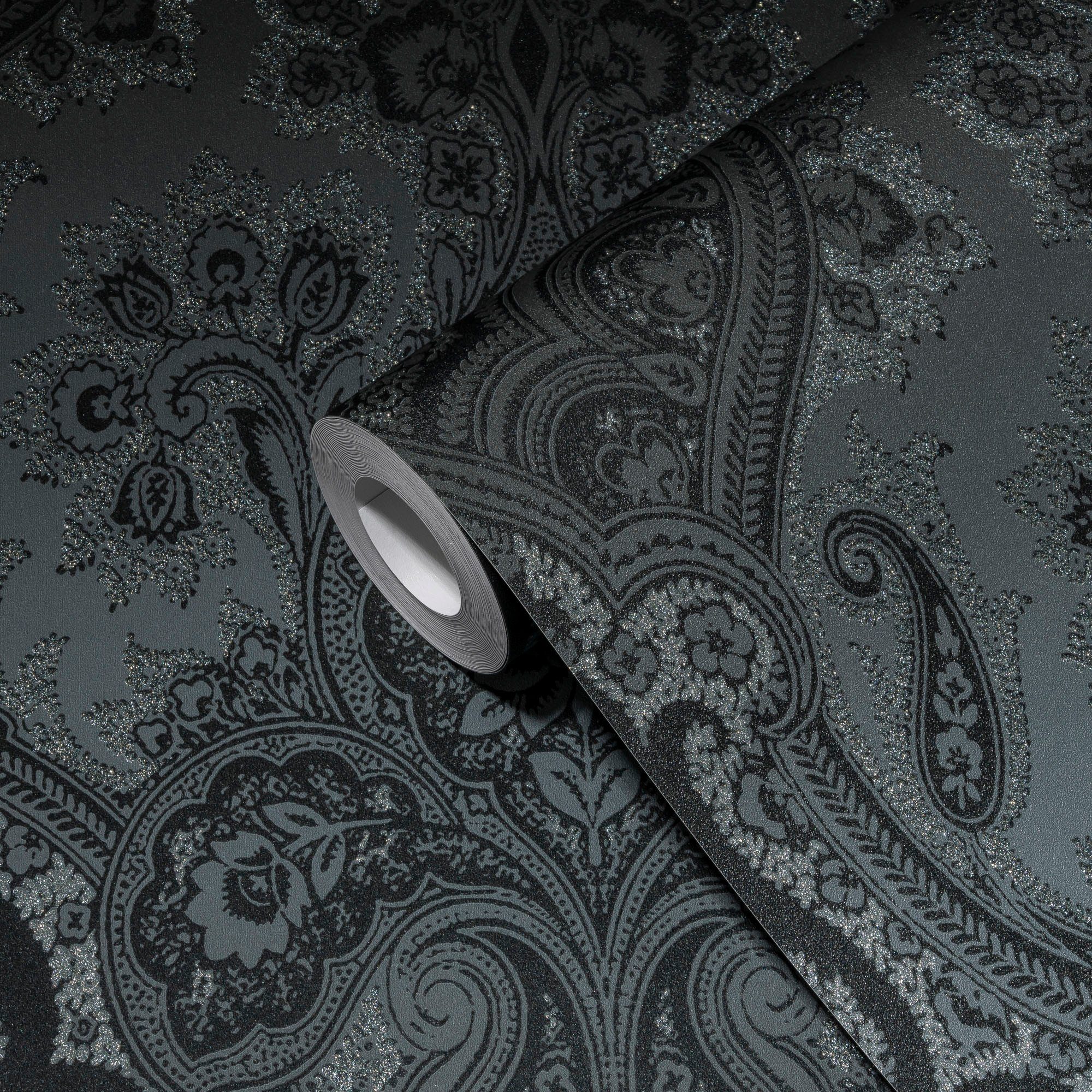 living walls Vliestapete My Home My Spa, glatt, Glitzermuster, Barock, ornamental, Barock Tapete Ornament Muster glitzernd Hintergrund matt glatt Vlies