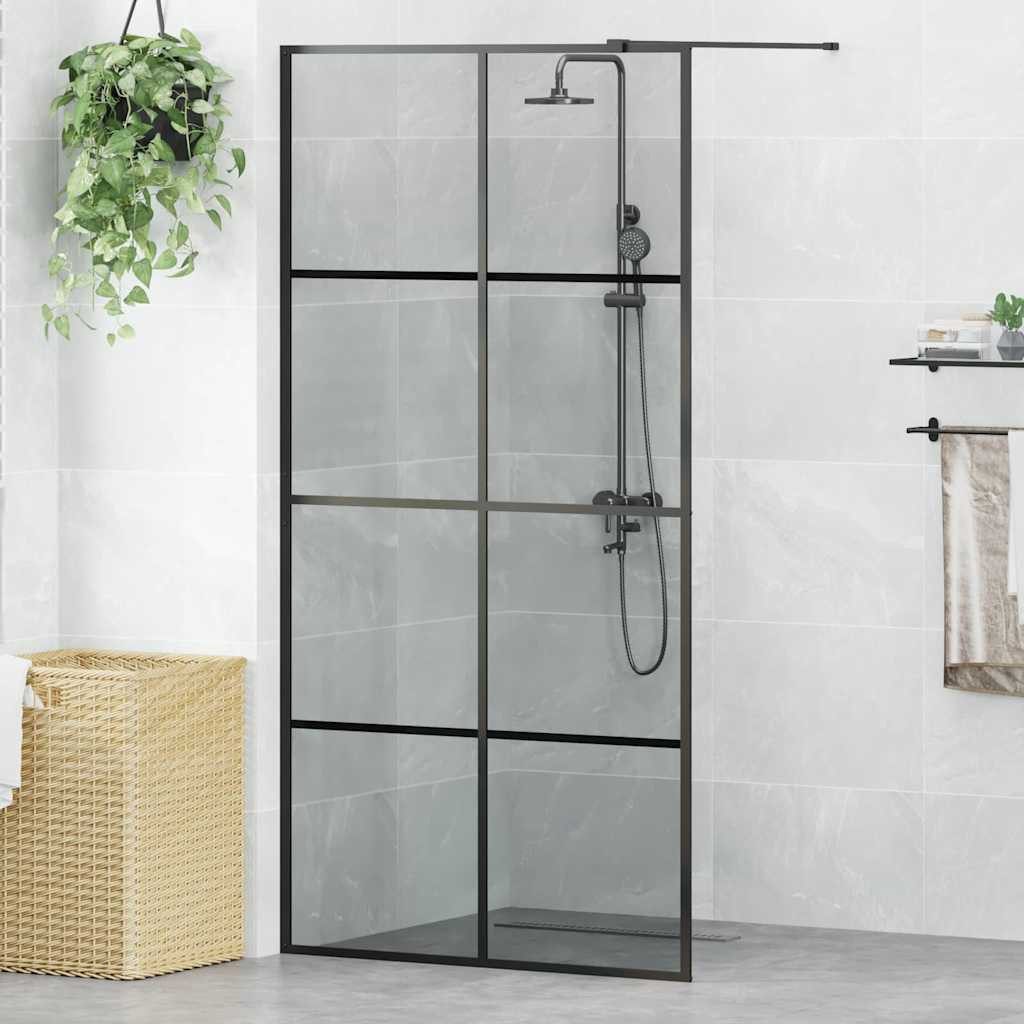 vidaXL Duschwand Walk-in Duschwand Schwarz 100 x 195 cm Gehärtetes Glas, (1 tlg)