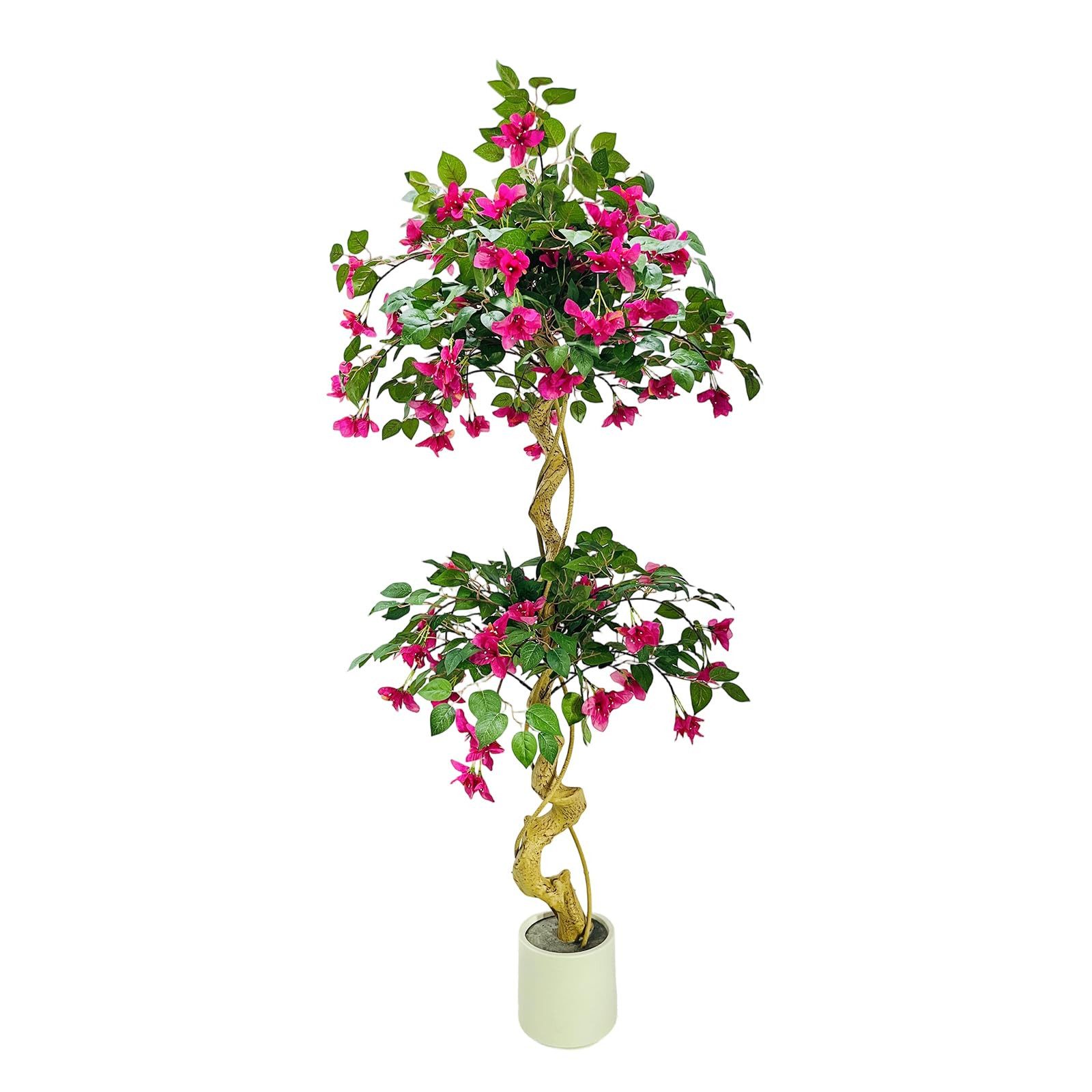 Kunstbaum Künstlicher Bougainvillea Baum Im Weißen Topf Für Draußen Und Drinnen, GarveeMore, Höhe 120 cm