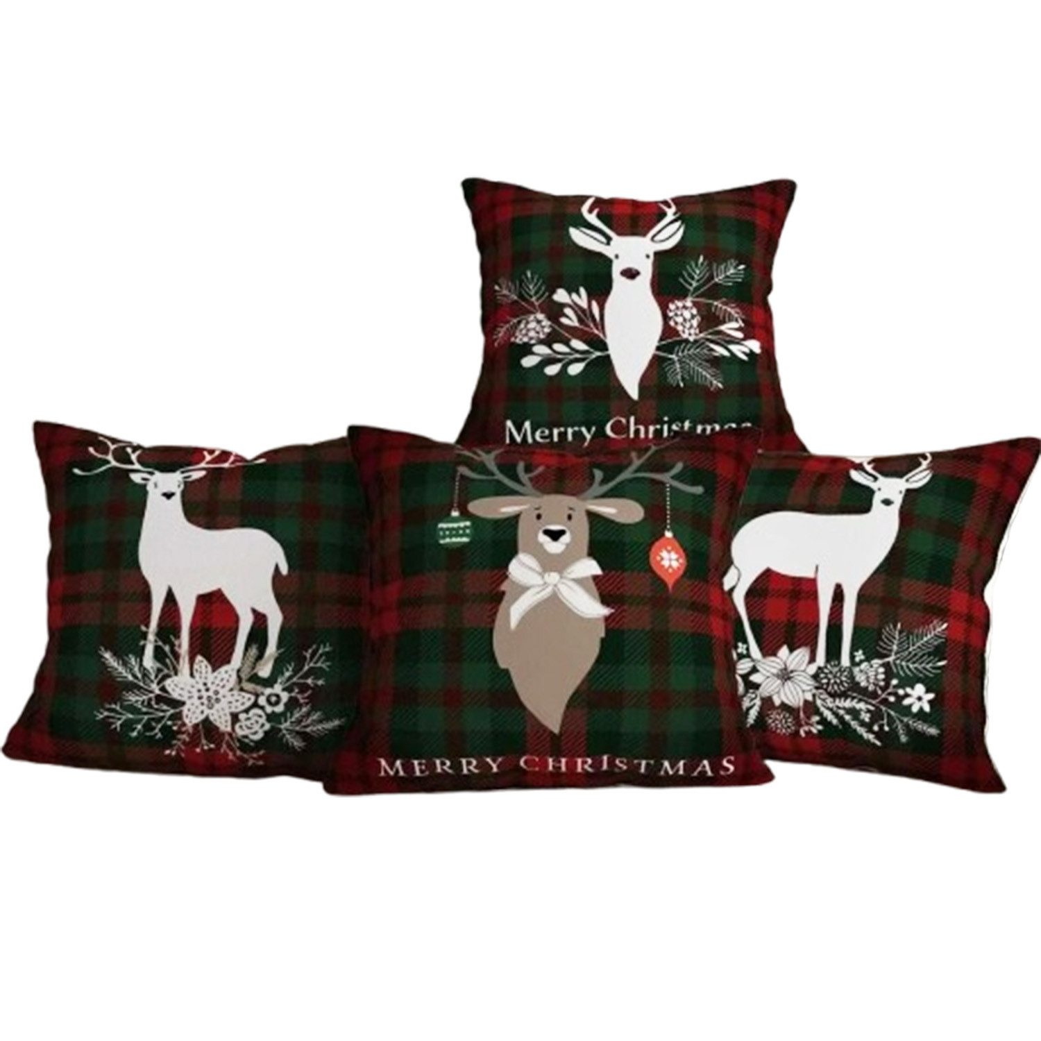 inovesis Kissenbezüge Weihnachtliche Kissenbezüge aus Leinen -, 4/8/12/16-teiliges Set, (4 Stück)