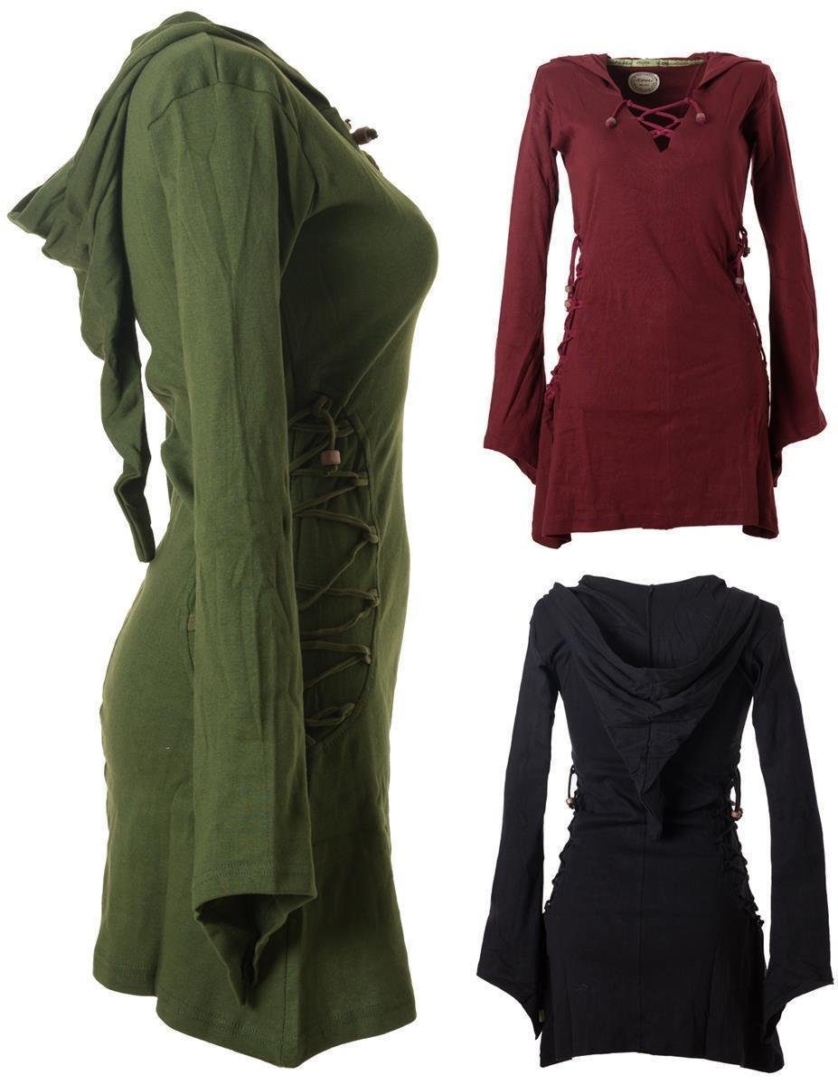 Vishes Zipfelkleid Elfenkleid mit Zipfelkapuze Bändern zum Schnüren Ethno, Hoody, Gothik Style – Bild 2 von 3