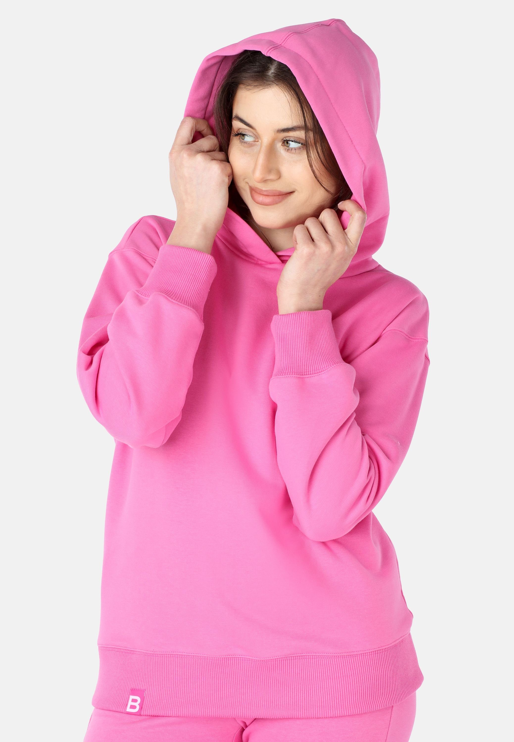 lang Damen Hoodie Kapuzenpullover Bellivalini Pullover Rosa Kapuzensweatshirt BLV210 Oberteil Sportanzug