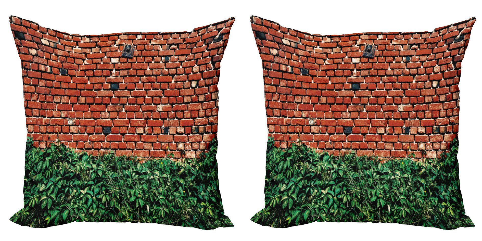 Blättern Modern Wand mit Kissenbezüge (2 Accent Digitaldruck, Doppelseitiger Stück), grünen Ziegelwand Abakuhaus