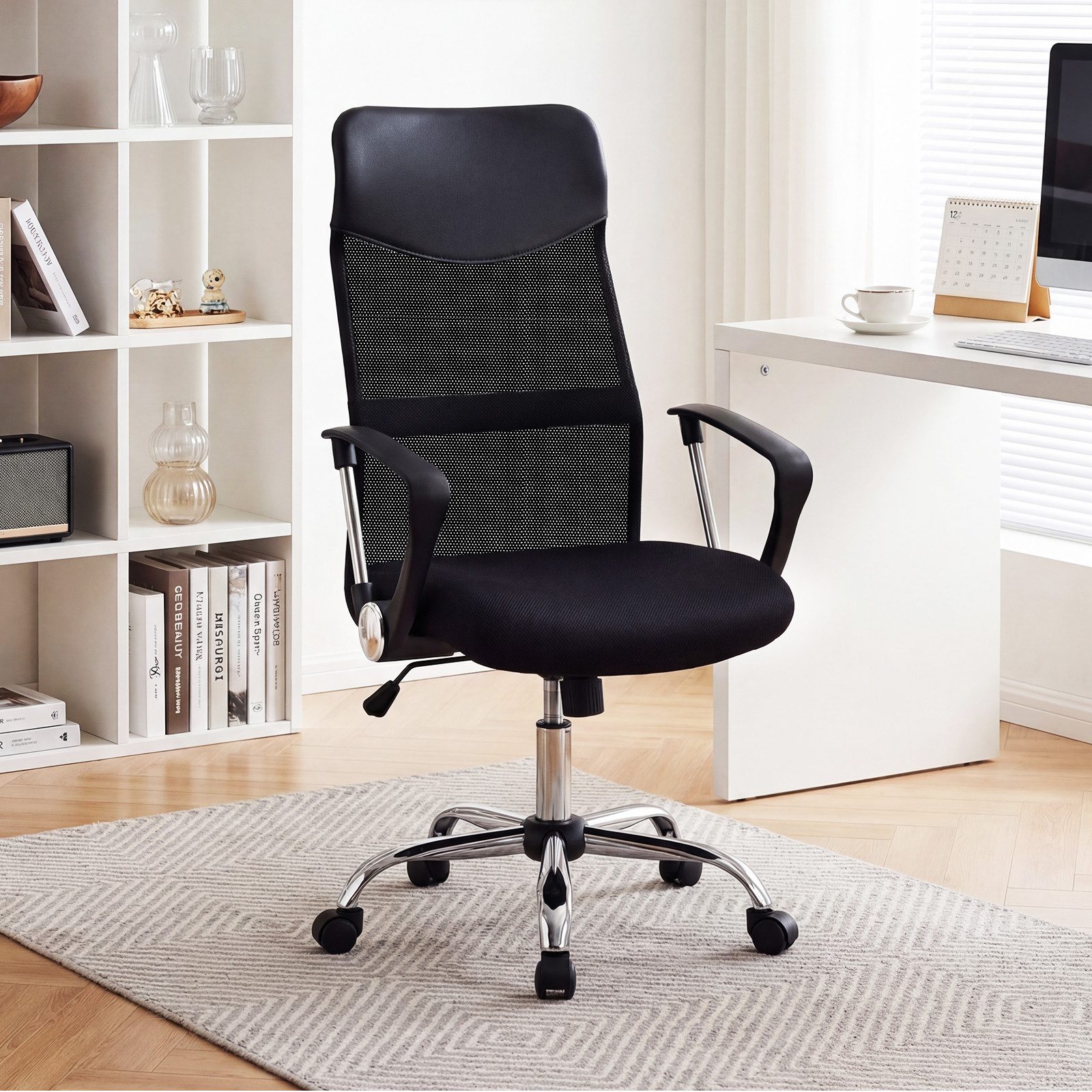 COSTWAY Drehstuhl, Ergonomischer Bürostuhl höhenverstellbar mit Wippfunktion