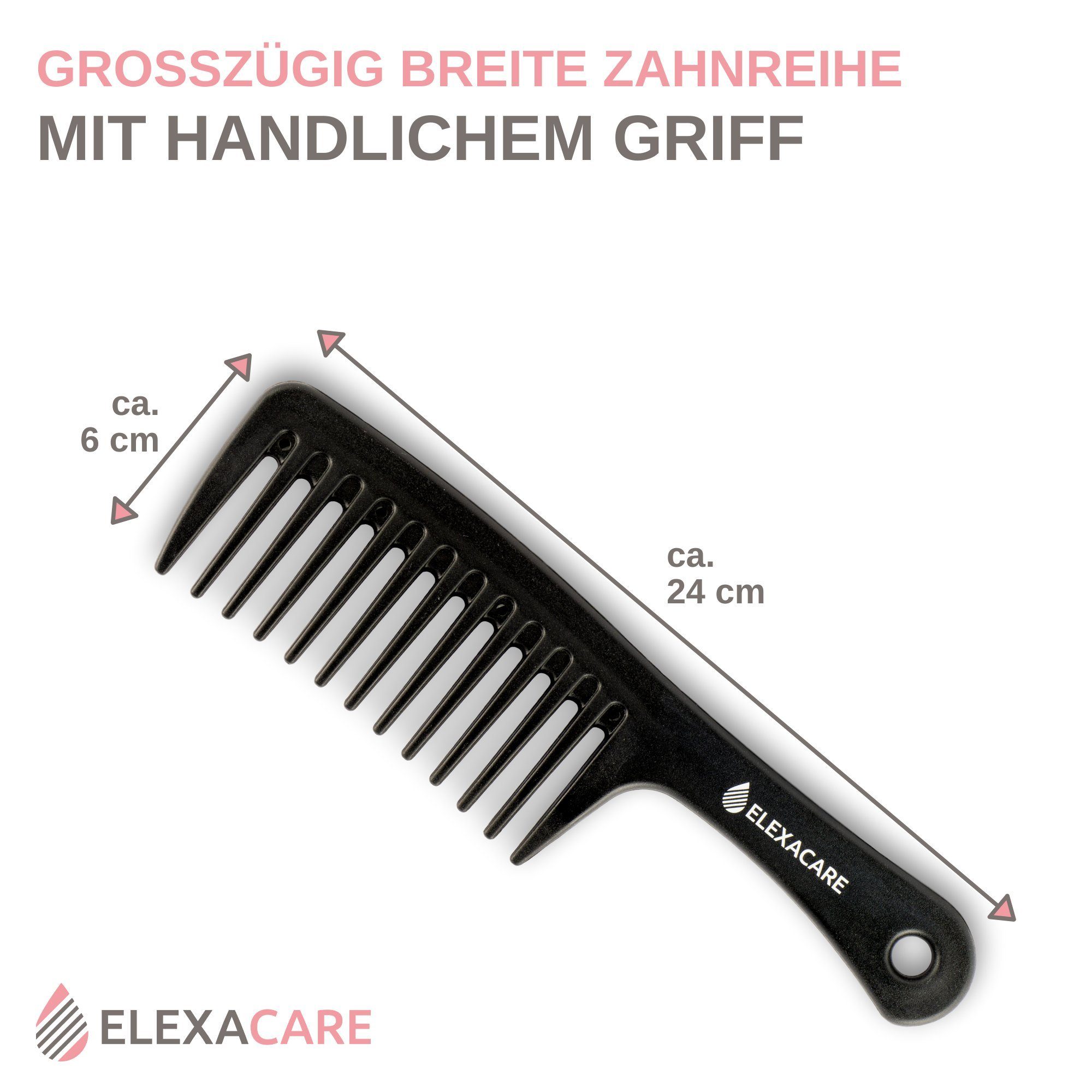 ELEXACARE Lockenkamm Stielkamm für Locken, (1 tlg)