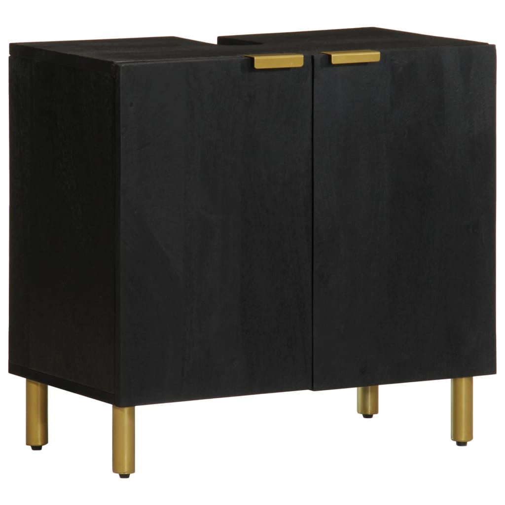 vidaXL Badezimmer-Set Waschbeckenunterschrank Schwarz 62x33x58 cm günstig online kaufen