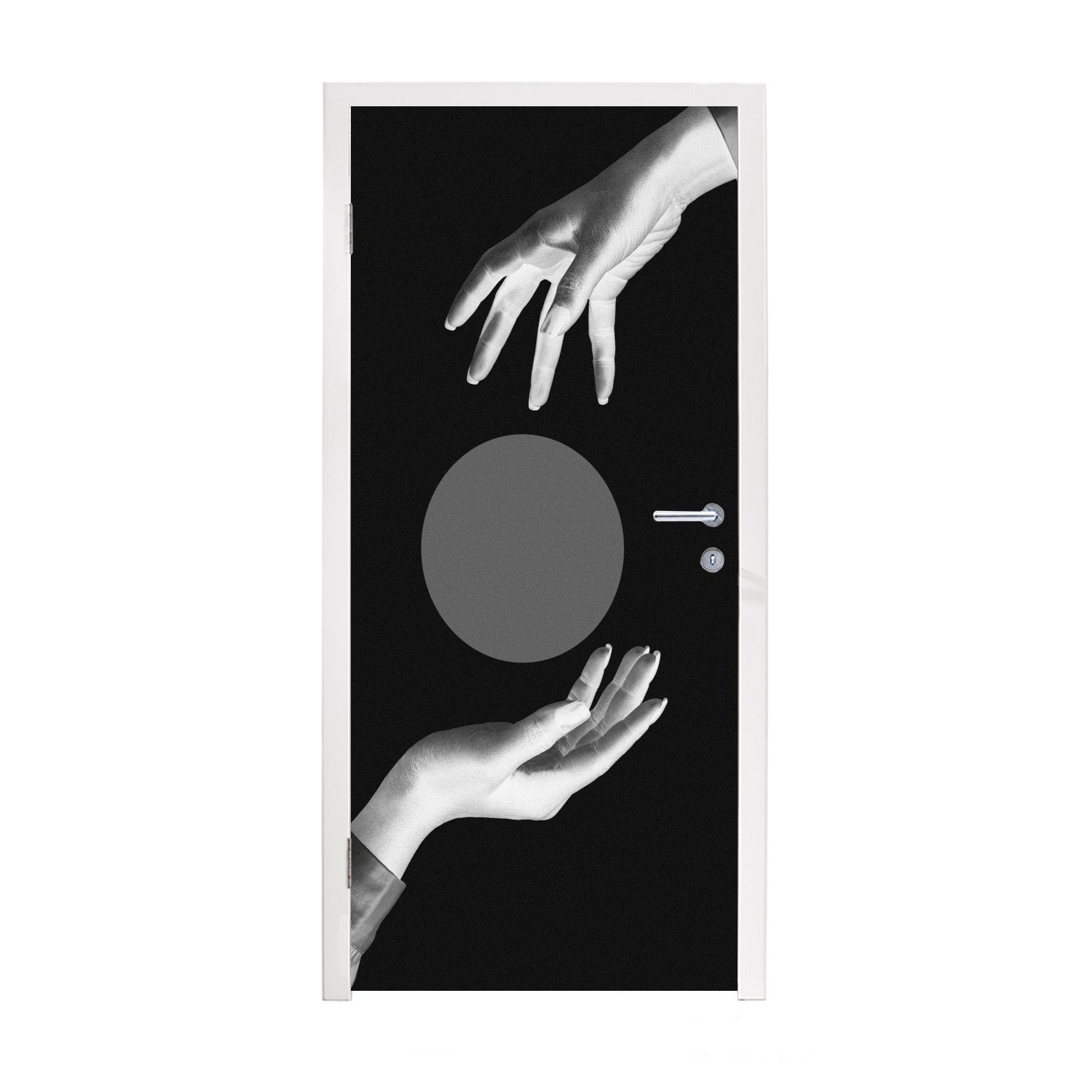 MuchoWow Türtapete Hände - Retro - Kreis, Matt, bedruckt, (1 St), Fototapete für Tür, Türaufkleber, 75x205 cm