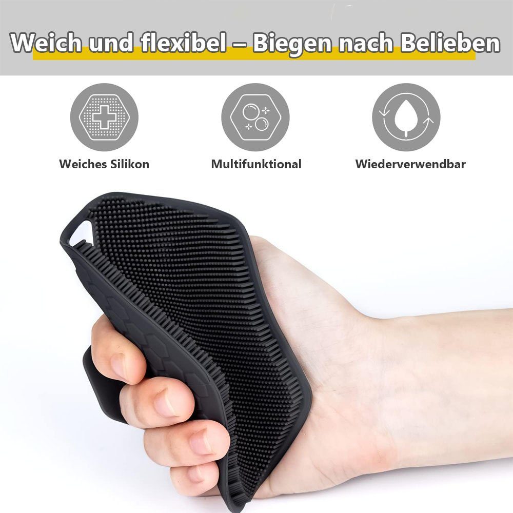 Badebürste Silikon-Peeling-Körperschrubber Schwarz mit TUABUR Aufbewahrungshaken