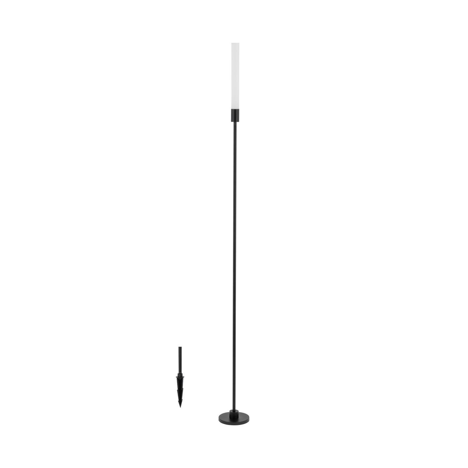 Licht-Erlebnisse Pollerleuchte DARANOL, LED fest integriert, Warmweiß, LED Aluminium IP54 120 cm Erdspieß Schwarz Weiß rund 100 lm Modern