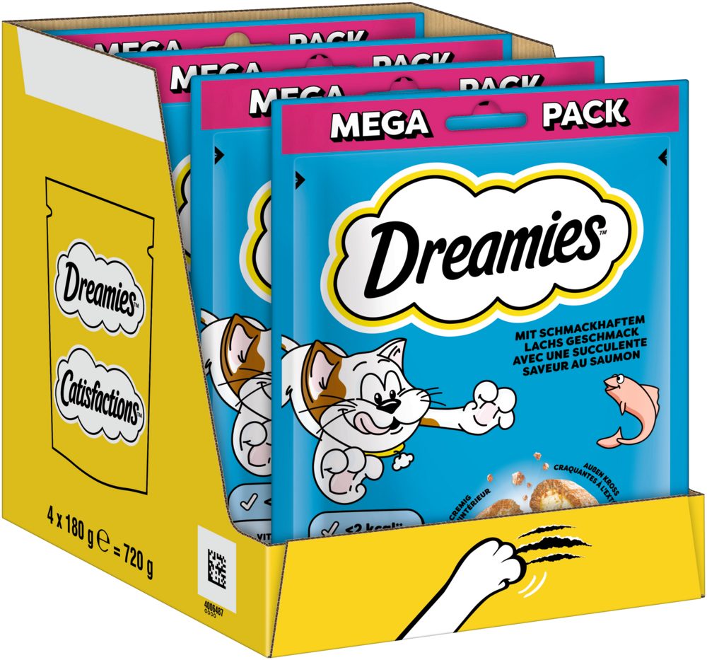 Dreamies DREAMIES™ Lachs 4 x 180g, Snack für: Katze