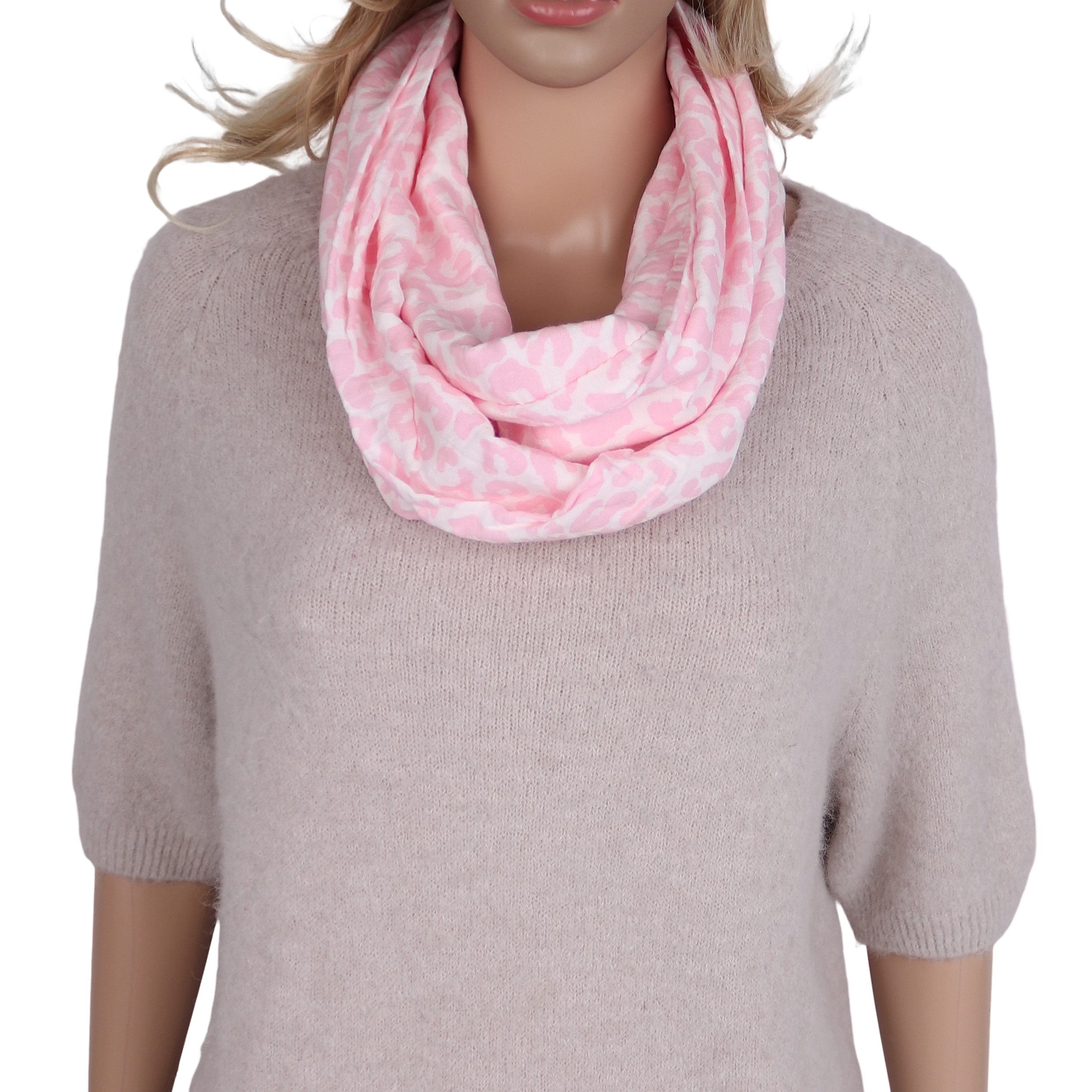 MIRROSI Loop Damen Schal aus Musellin, Made in Italy 70x20cm, Leo, Schlauchschal, (Zweimal um den Hals wickelbar, ca.70x20cm), Damen Halstuch ideal für Frühling, Sommer oder Herbst