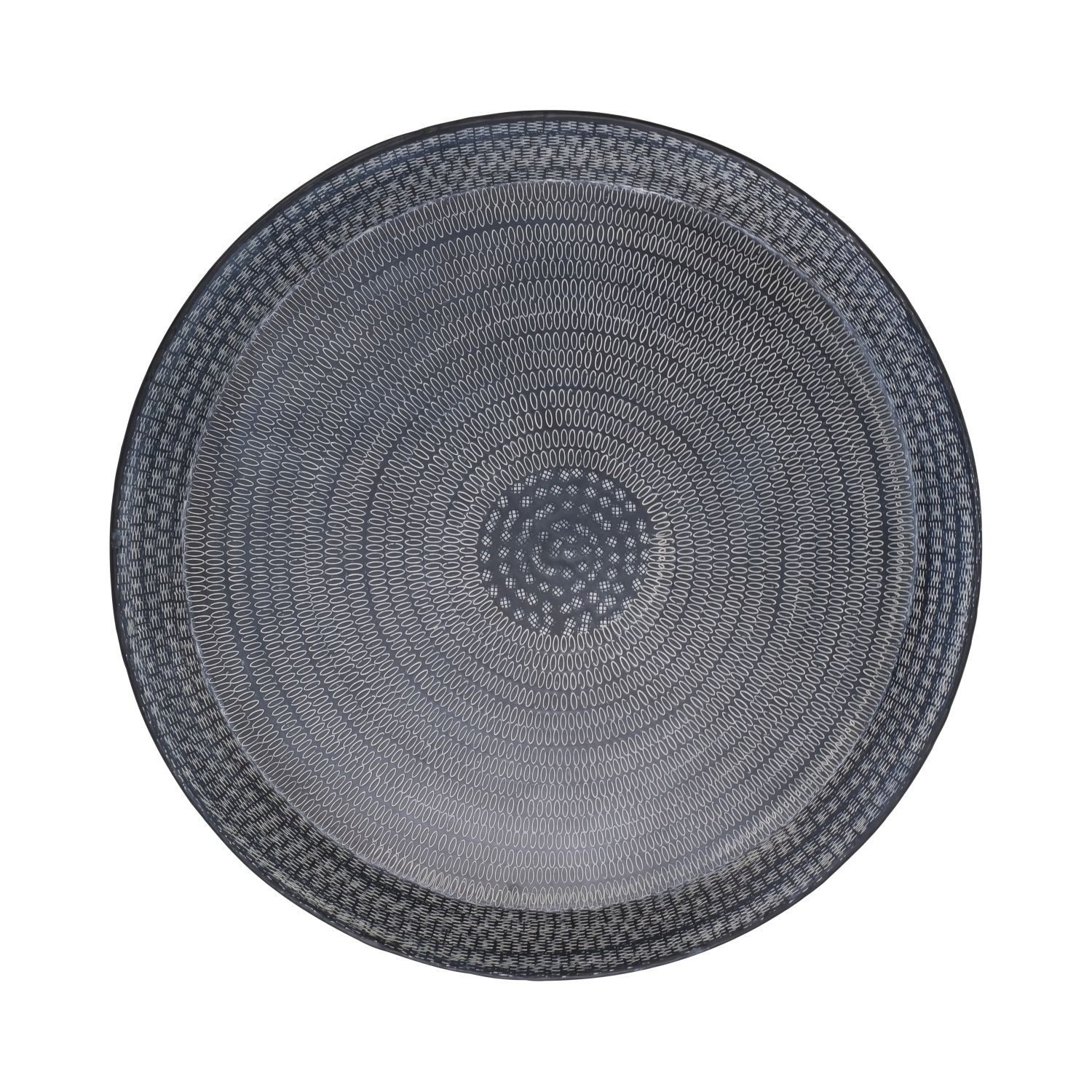 INNA-Glas Dekoteller Runder Metallteller SOLANYI, Gemustert, schwarz, Ø 63,5 cm