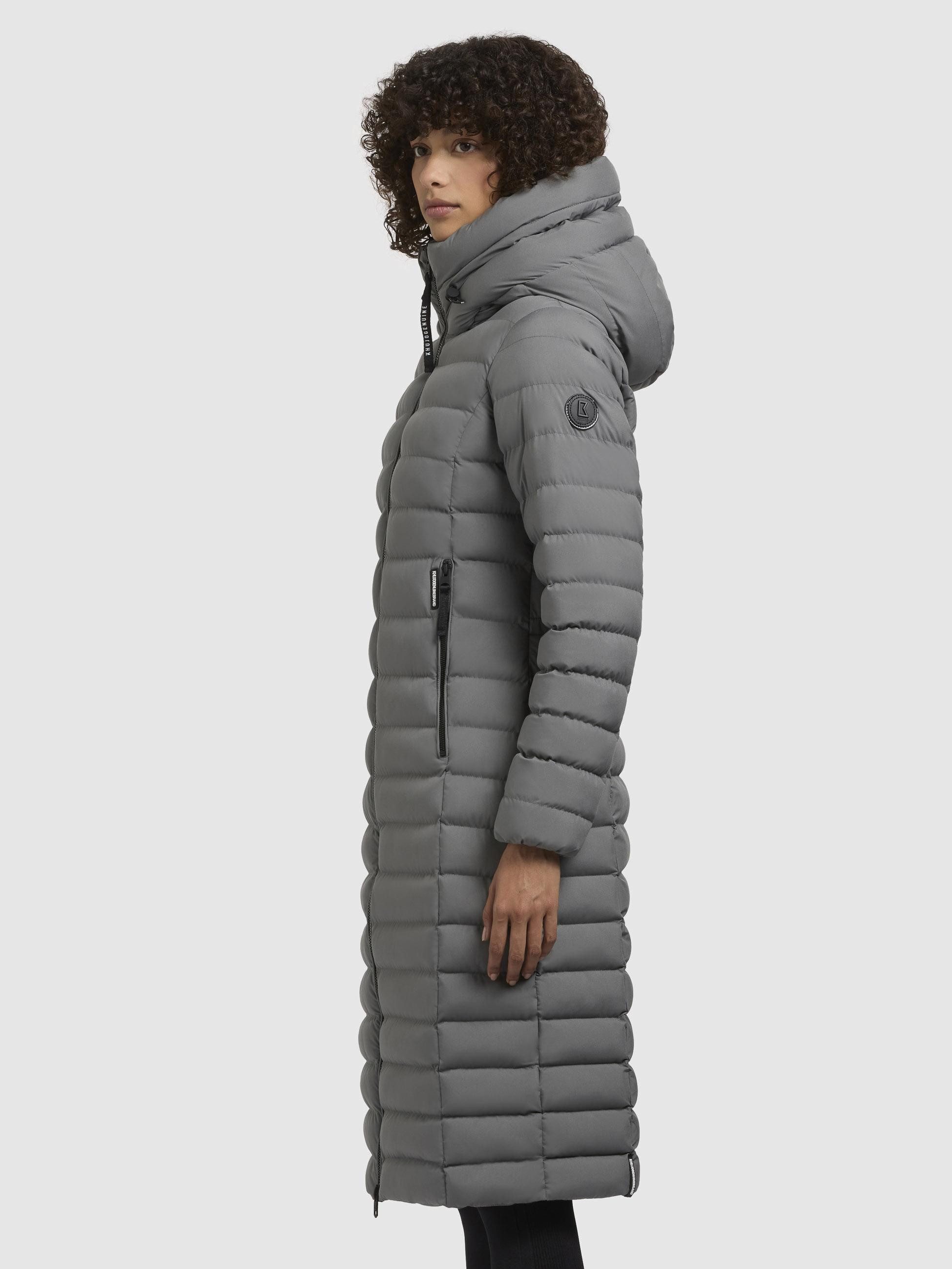 khujo Steppjacke Imes-YM Steppmantel mit hohem Kragen und silbrig glänzendem Innenfutter