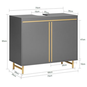 SoBuy Waschbeckenunterschrank BZR129 Badezimmerschrank Waschtisch Unterschrank Badschrank Badmöbel Grau