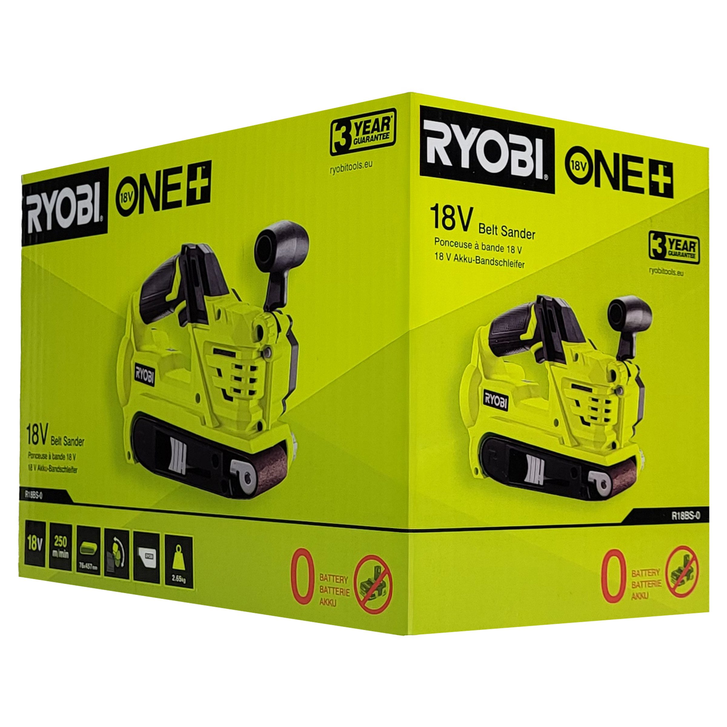 RYOBI Akku-Bandschleifer Ryobi R18BS-0 – 18V ONE+ Bandschleifer 76x457mm, (1 tlg)