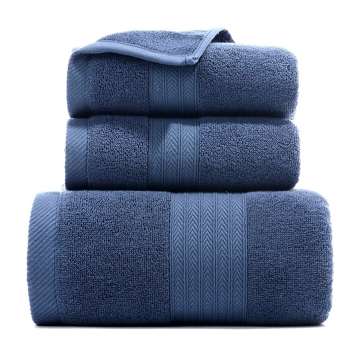 Hause Jormftte weich,für Handtuch zu und Set-2xHandtuch,1xBadetuch,saugfähig Blau Set Handtücher