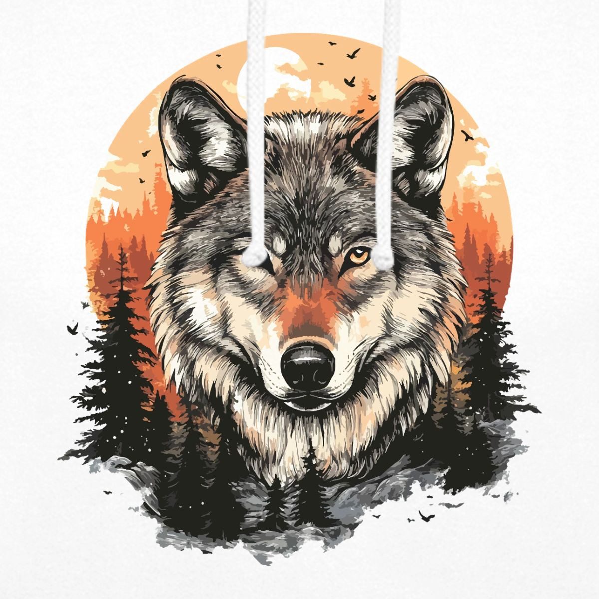 Spreadshirt Hoodie Wolf Im Wald, Kraftvolles Tiermotiv Unisex Hoodie (1-tlg)
