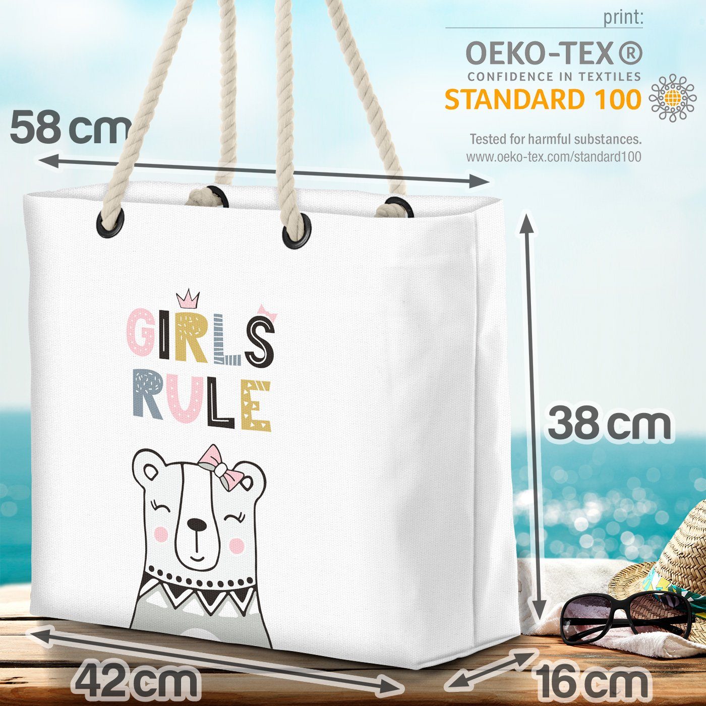 VOID Strandtasche (1-tlg), Girls Rule Skandinavien Kinderzimmer Bär Haustie Tiere Bärchen Kinder