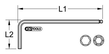 KS Tools Stiftschlüssel, Kugelkopf-Innensechskant-Winkelstiftschlüssel, XL, 3/8"