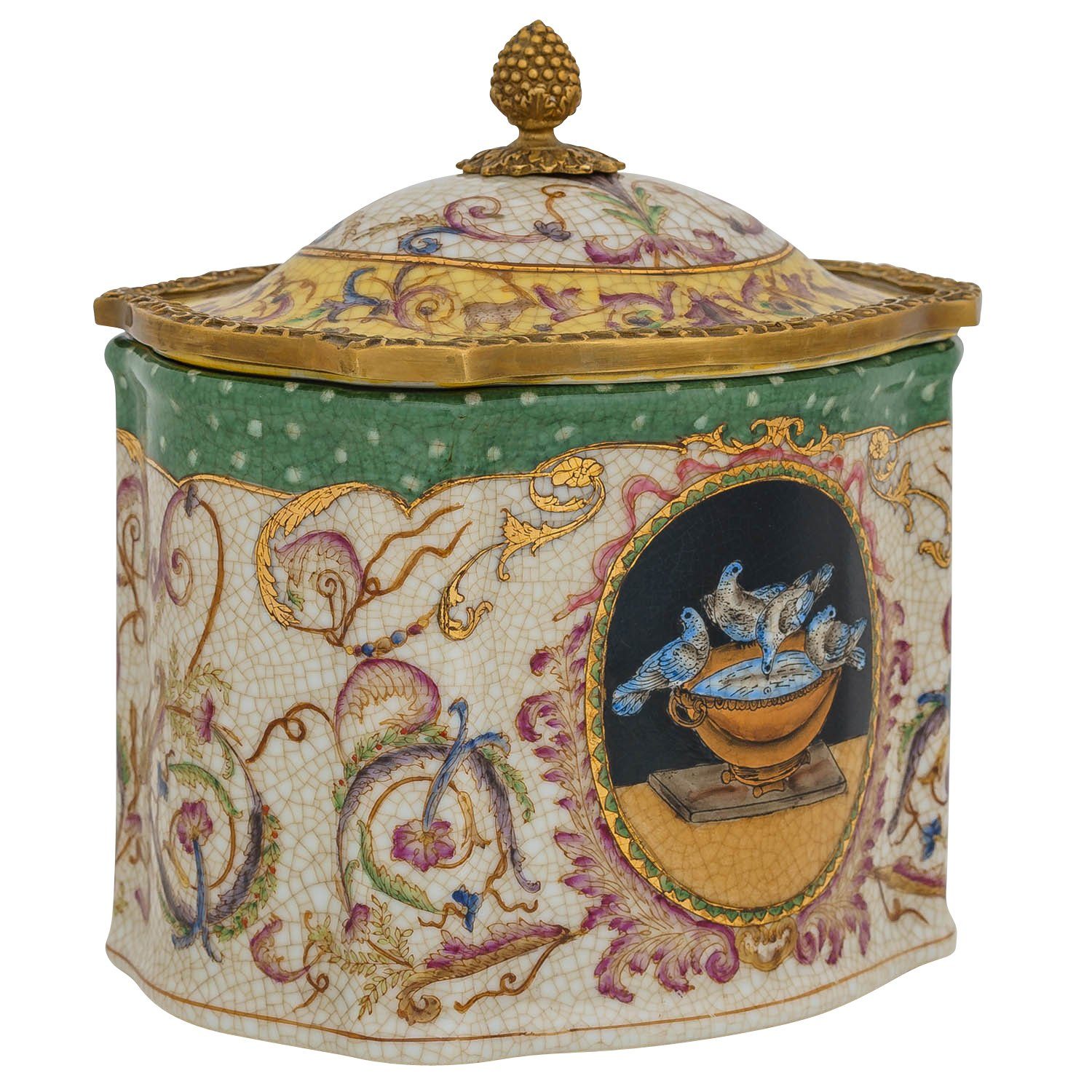 Aubaho Dekoobjekt Porzellan Schatulle Schmuckschatulle Porzellanbox Dose Vögel Antik-Sti