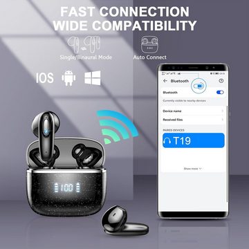 ROMOKE Bluetooth 5.3 Kabellos mit 40 Std Hi-Fi Stereo, 4 ENC Mikrofon In-Ear-Kopfhörer (Nachhaltige Mode für einen gesunden Lebensstil und kulturelle Vielfalt., IP7 Wasserdicht Touch Control LED Anzeige USB-C Schnellladung Ohrhörer)