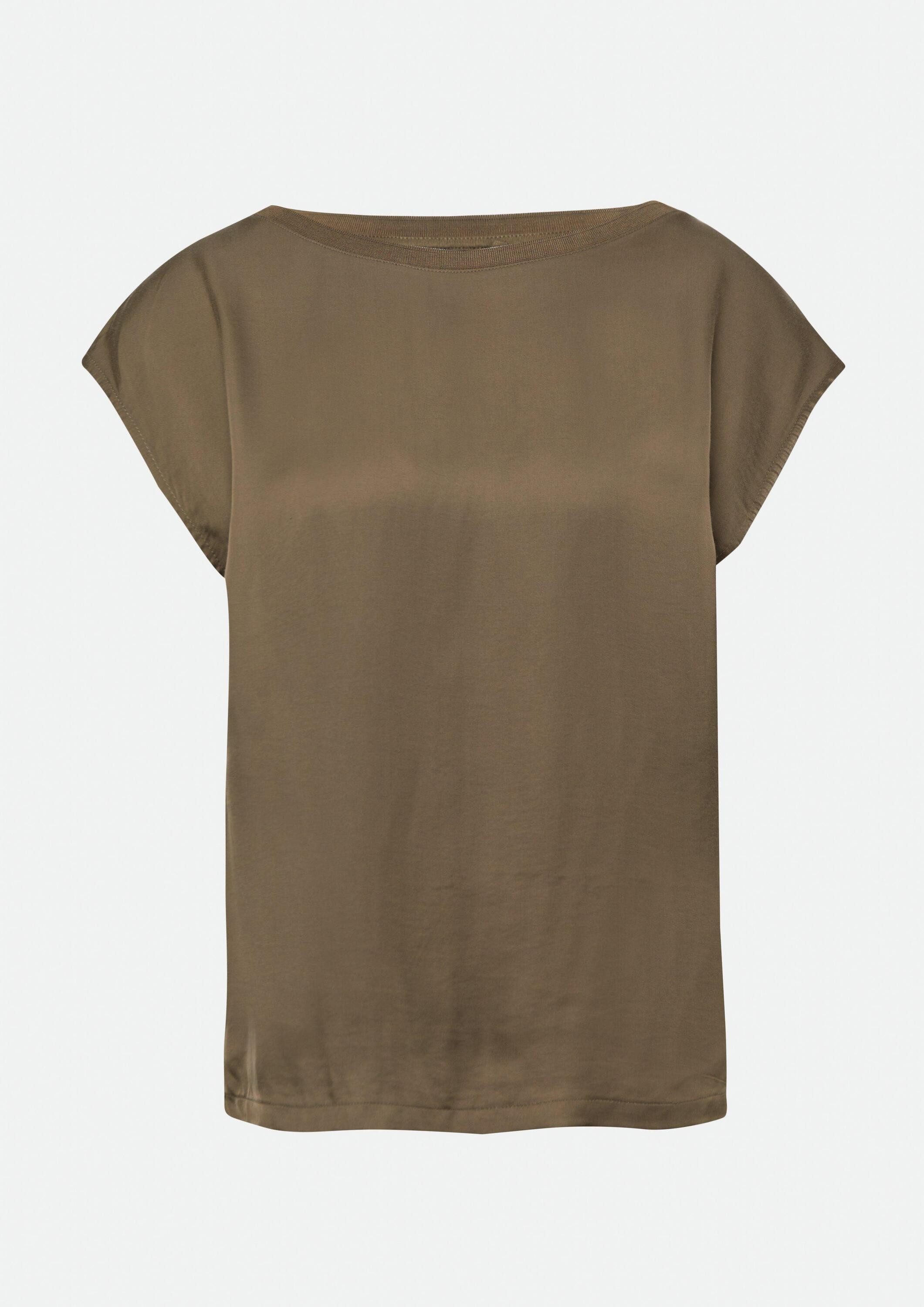 comma Kurzarmshirt T-Shirt Shirt im Fabricmix mit überschnittenen Schultern