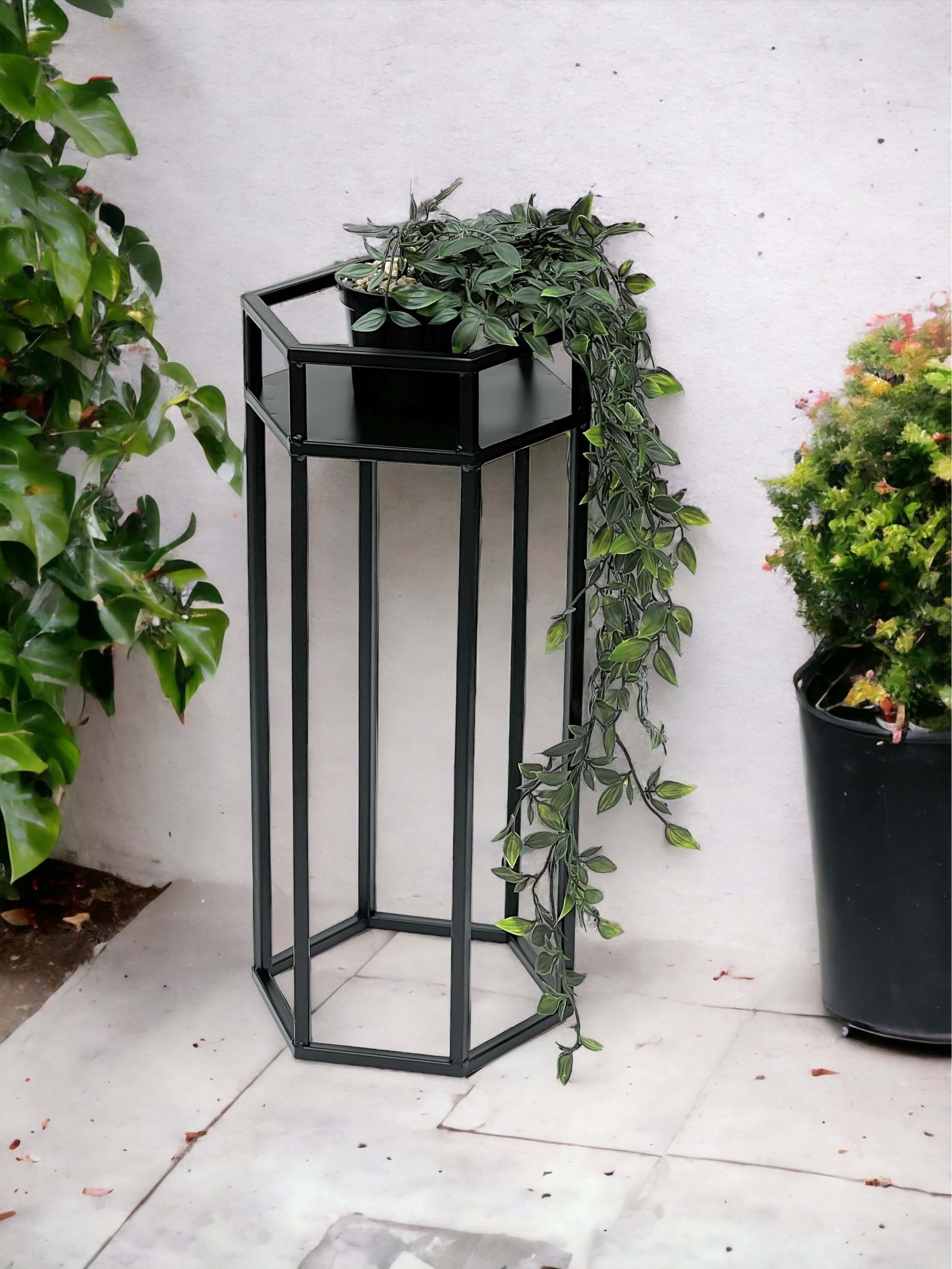 DanDiBo Blumenhocker Metall Schwarz 6eck 50 - 70 cm Blumenhocker 96453 – Bild 5 von 5