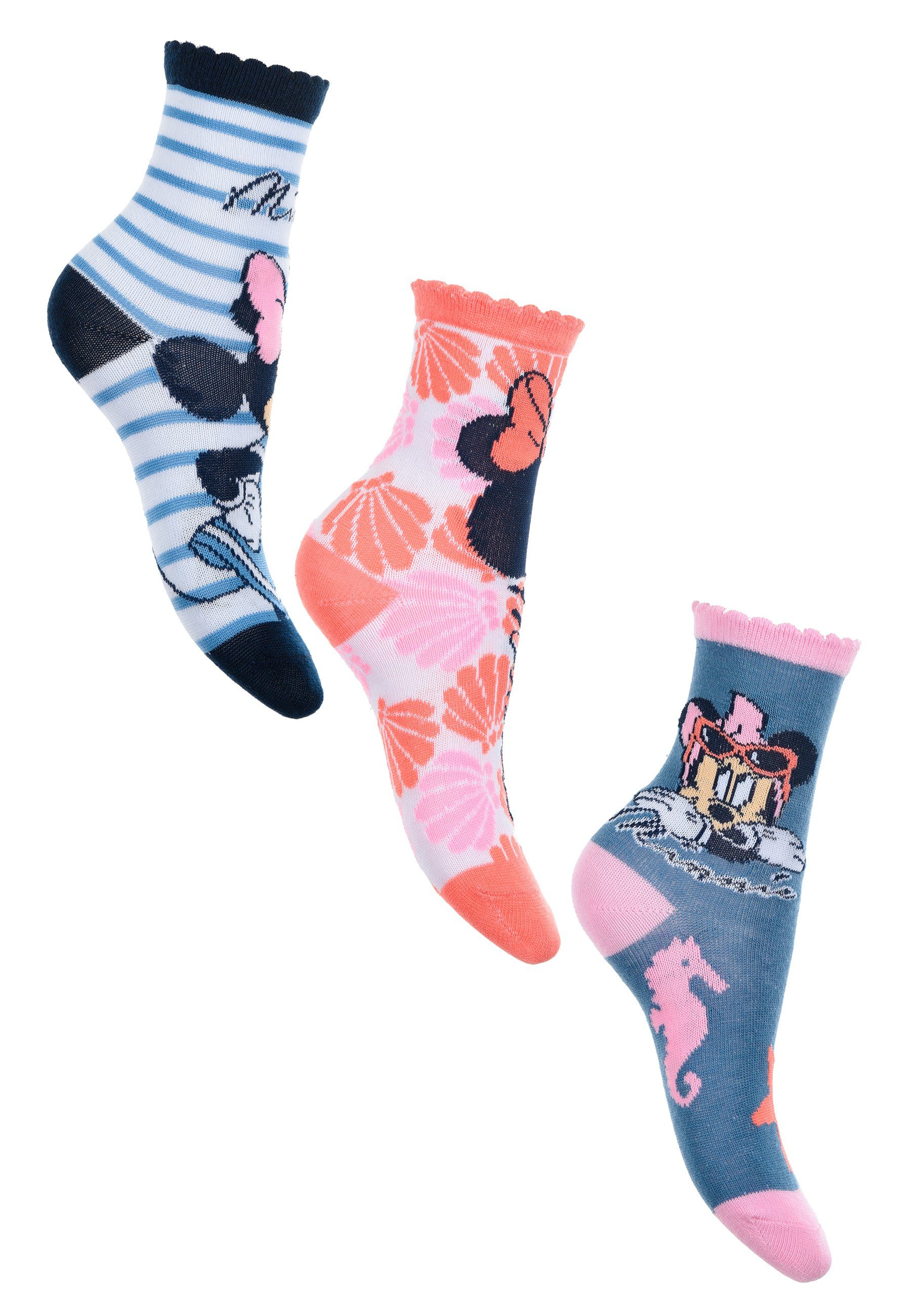Mädchen Minnie Disney Mouse Strümpfe (3-Paar) Socken Kinder Socken Minnie