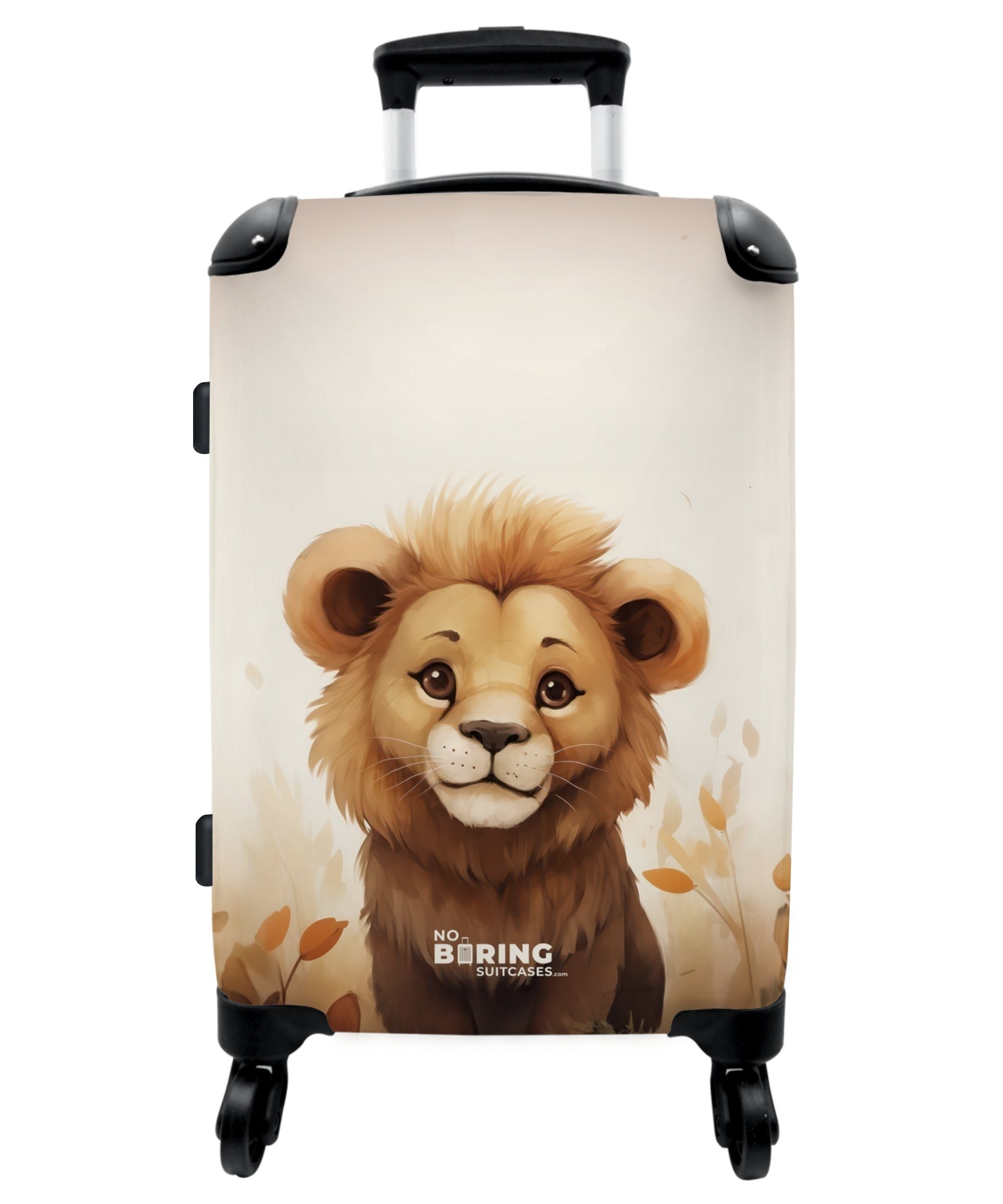 NoBoringSuitcases.com© Koffer 67x43x25cm Löwe - Tiere - Kinder - Braun - Mädchen, 4 Rollen, Aufgabegepäck Trolley Rollkoffer Große Reisekoffer mit 4 Rollen - | Koffer