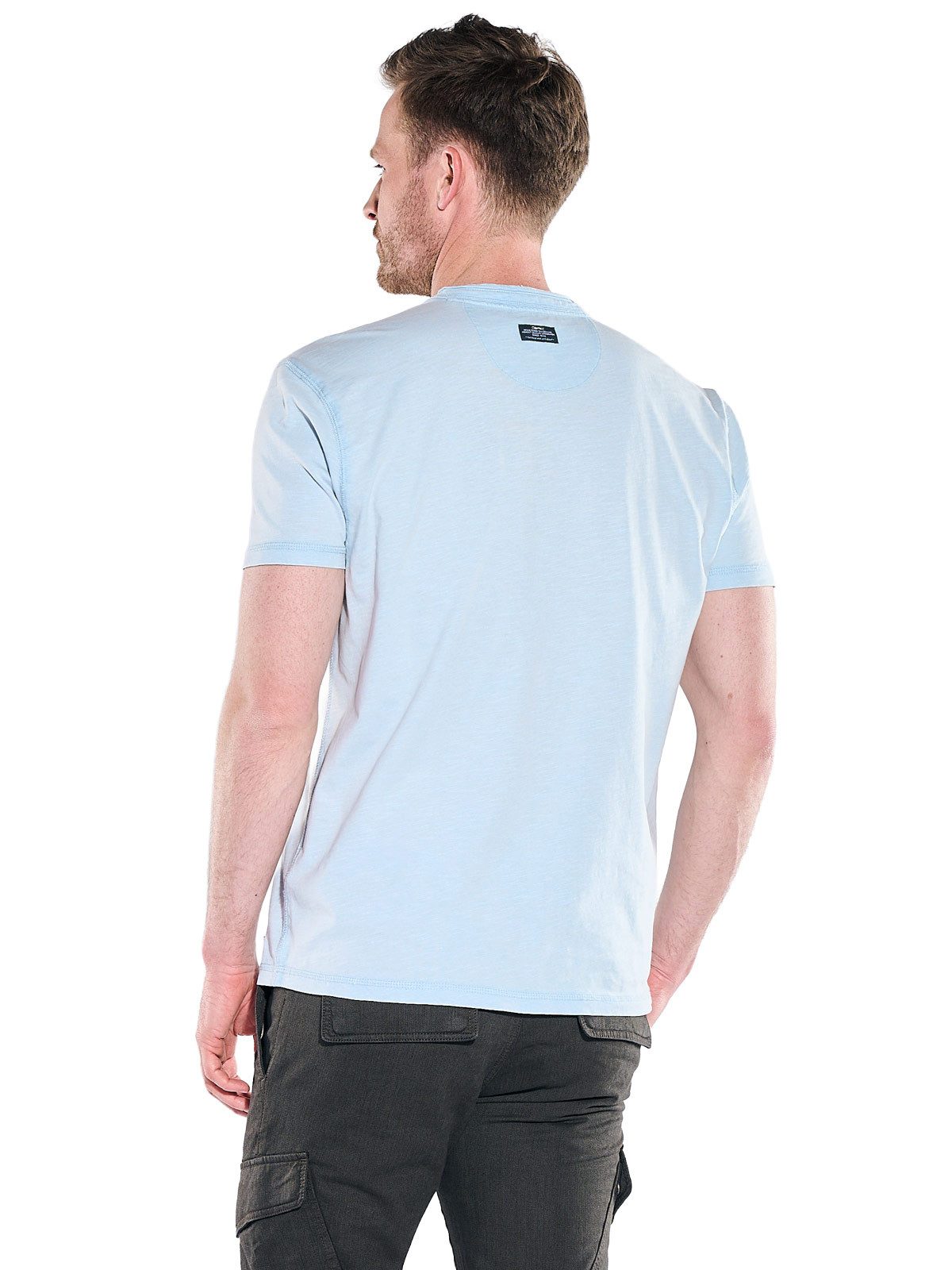 Engbers T-Shirt Herren Henley T-Shirt mit Knopfleiste, Hellblau
