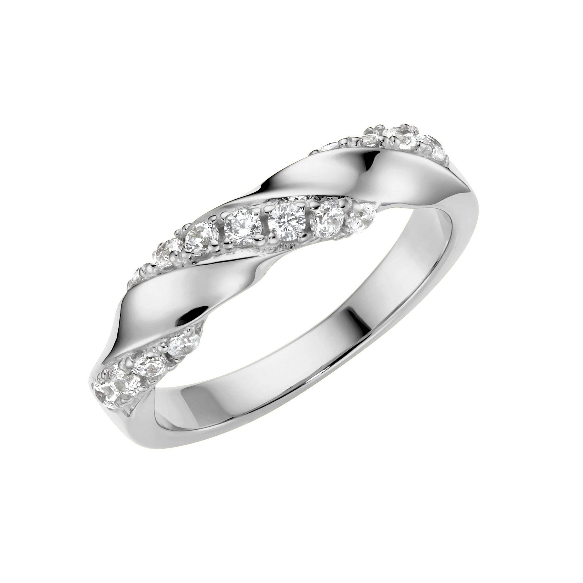 Silberring mit weißen Zirkonia, Silber 925