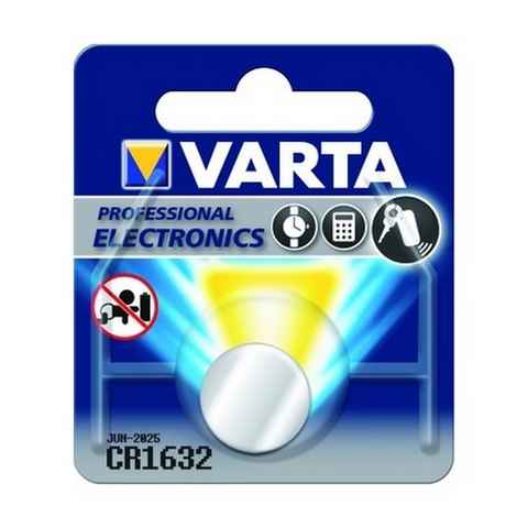 VARTA Batterie, (3 V), Knopfzelle 3V CR1632 Lithium 140 mAh Ø16 x 3,2 mm ohne Bezeichnung