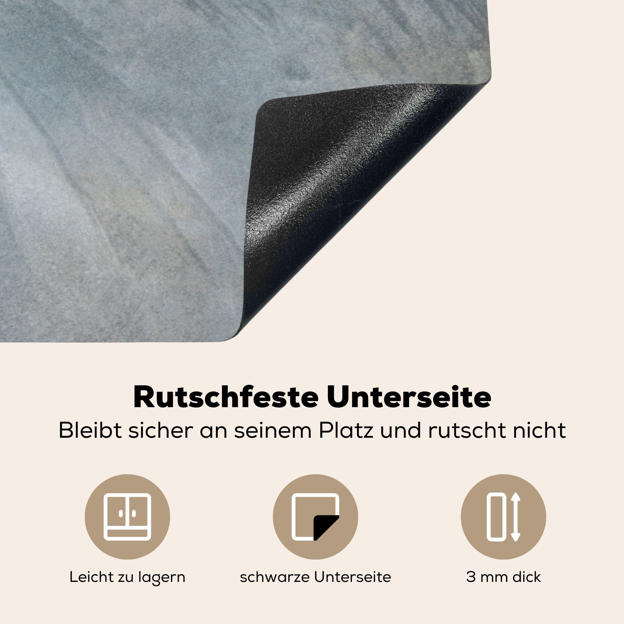 tlg), Blau cm, Ceranfeldabdeckung MuchoWow Schutz küche, Induktionskochfeld - - Orange (1 81x52 Wand - Beton, die Vinyl, für Herdblende-/Abdeckplatte