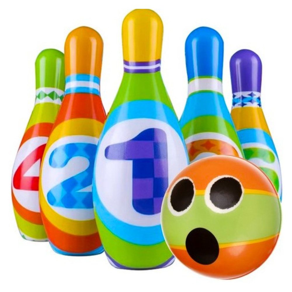 KRUZZEL Lernspielzeug Kinder Bowling Wurfspiel (Spar-Set, 6-St., bunt interaktiv), hilft Kindern, das Zählen und Erkennen von Zahlen zu lernen