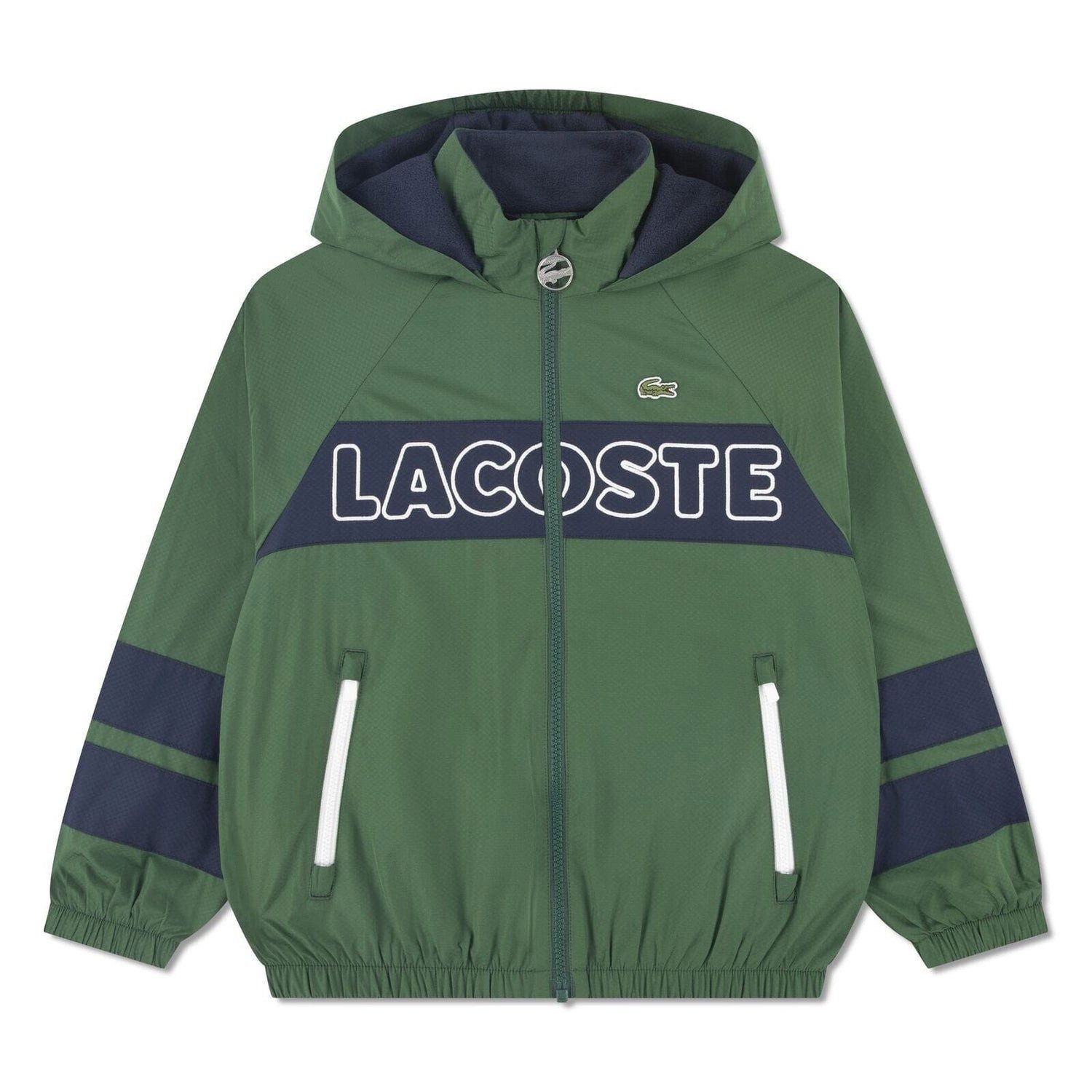 Lacoste Outdoorjacke LACOSTE Kids Kapuzenjacke „Logo Panel“ – Grün/Marine