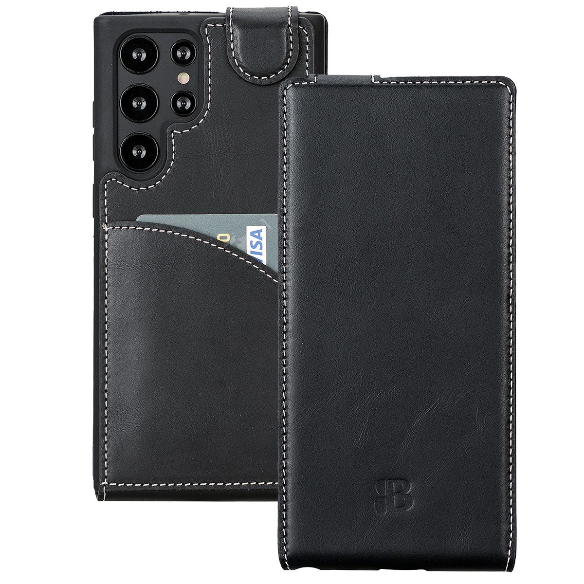 Burkley Flip Case Flip Case Samsung Galaxy S22 Ultra Klapp Handyhülle, Flip Case Lederhülle mit Kartenfach und Magnetverschluss