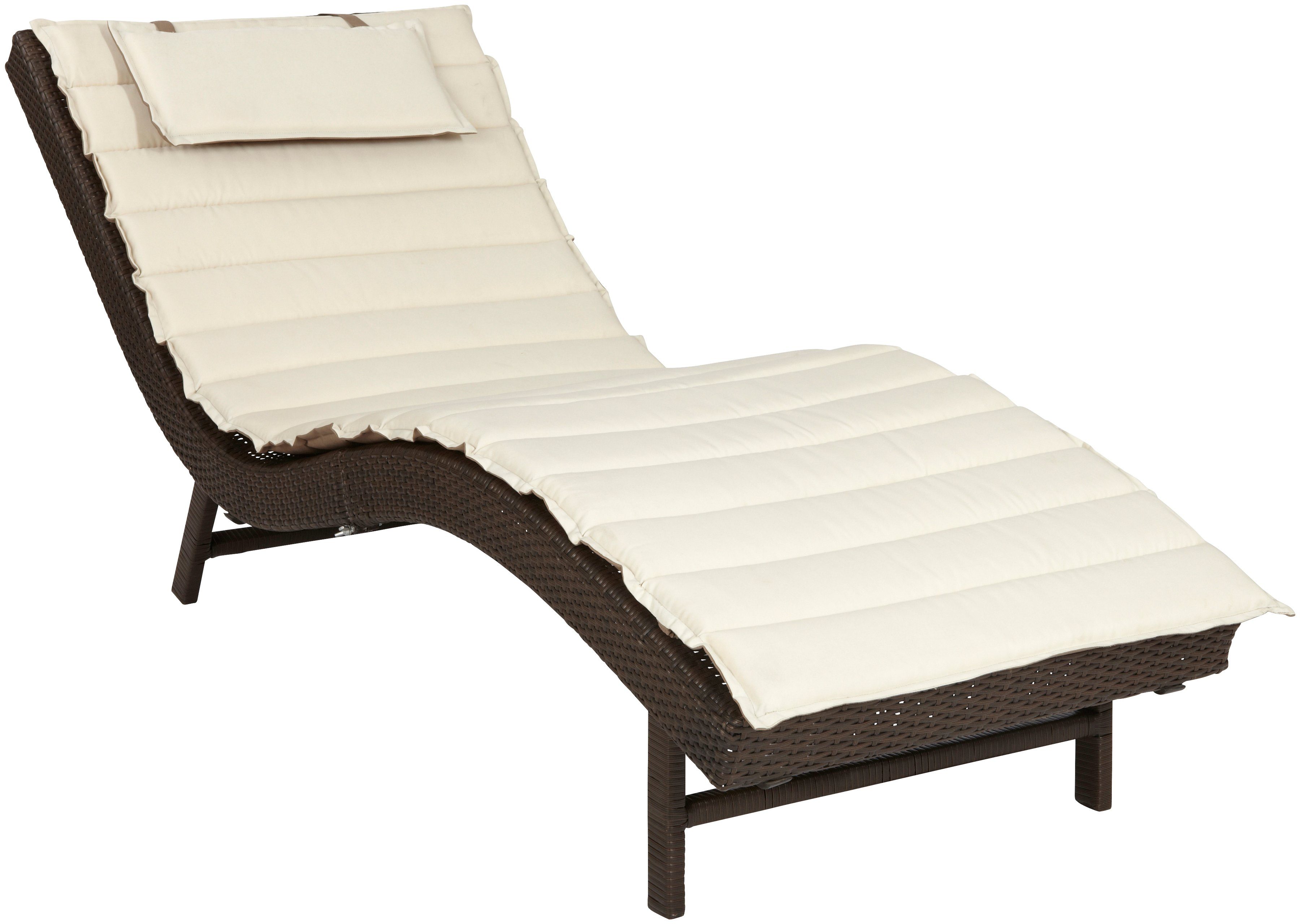 MERXX Gartenliege Piacenza, Polyrattan, Wendeauflage braun, inkl