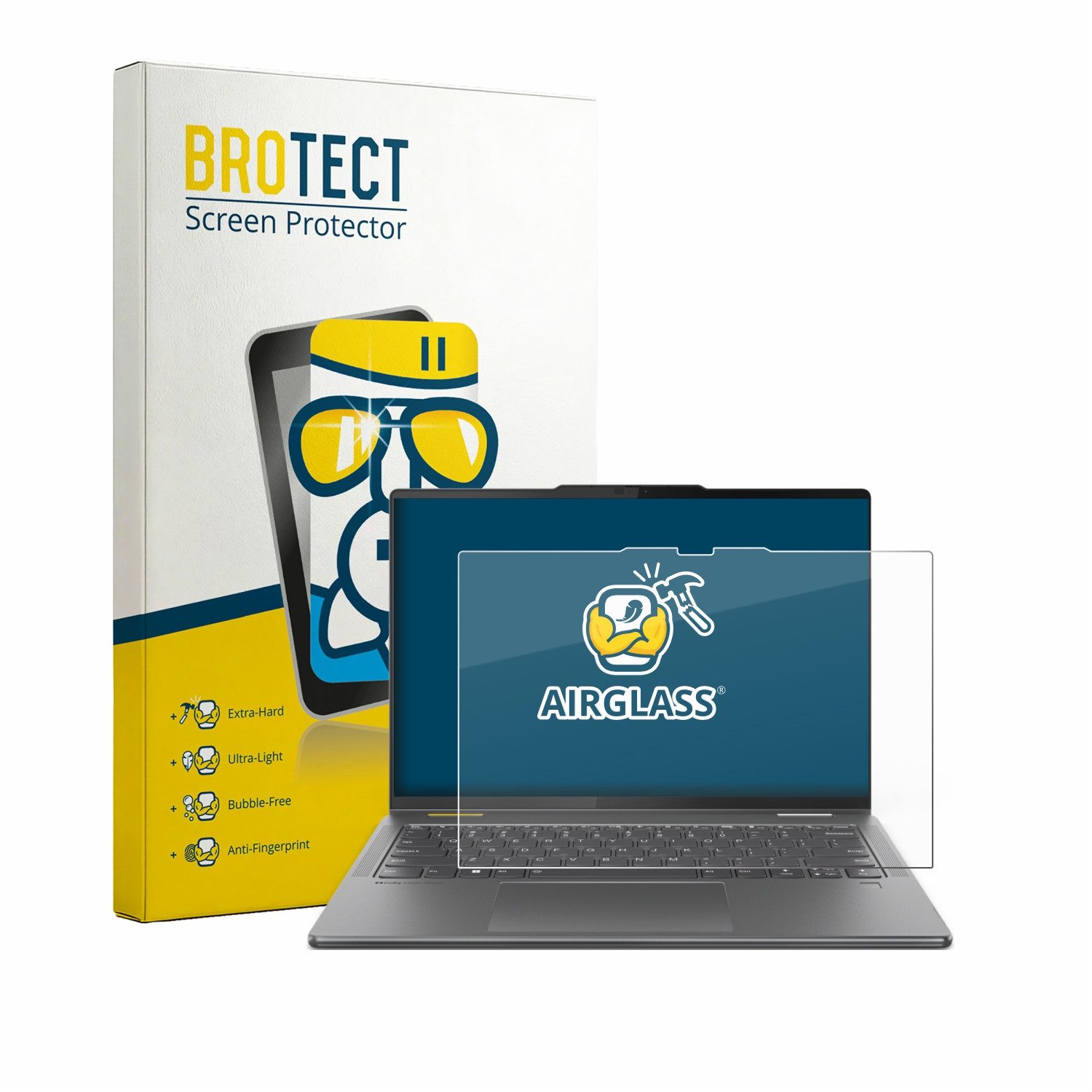 BROTECT Displayschutzglas Folie für Lenovo Yoga 7i 2-in-1 Gen 9 14", Schutzfolie Glas Panzer Display Schutz klar