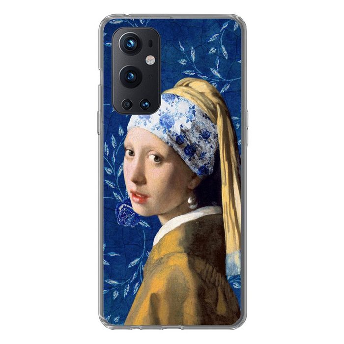 MuchoWow Handyhülle Mädchen mit Perlenohrring - Delfter Porzellan - Vermeer - Blumen - Phone Case Handyhülle OnePlus 9 Pro Silikon Schutzhülle