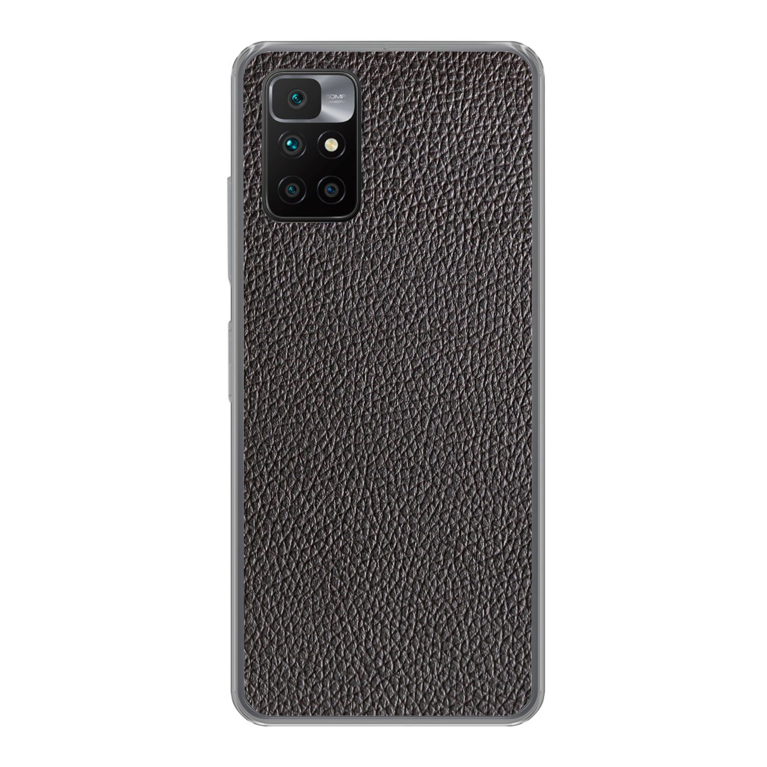 MuchoWow Handyhülle für Xiaomi Redmi 10 Leder - Lederoptik - Schwarz - Hell, Phone Case, Silikon, Schutzhülle Dünn
