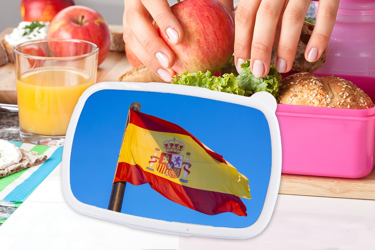 MuchoWow Lunchbox Die Nationalflagge von Snackbox, Kunststoff rosa für Brotbox Kunststoff, (2-tlg), Brotdose Spanien, Kinder, Mädchen, Erwachsene