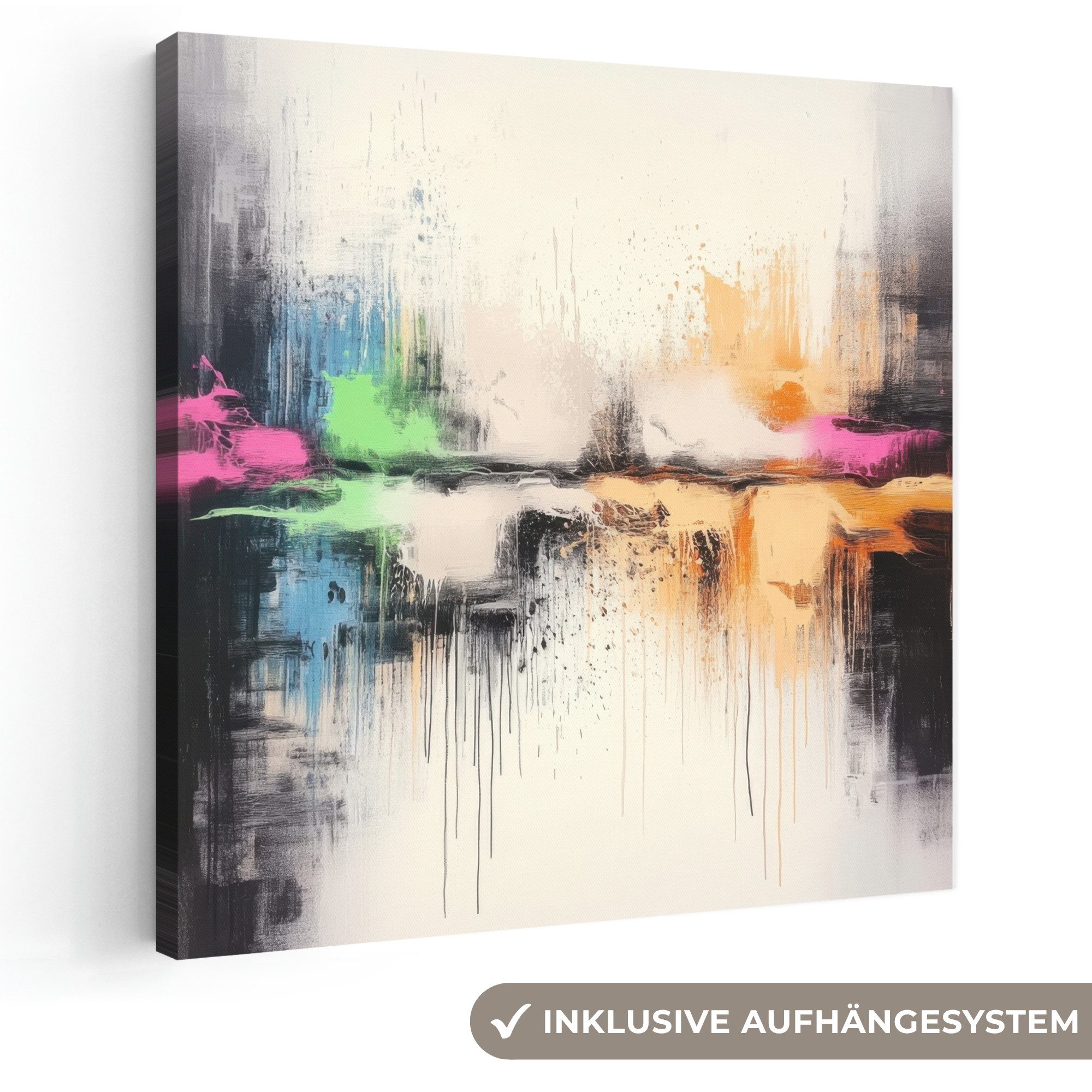OneMillionCanvasses® Leinwandbild Abstrakt - Farbexplosion - Landschaft, Fotodruck (1 St), Wandbild, Deko Schlafzimmer Wohnzimmer Flur 20x20 cm