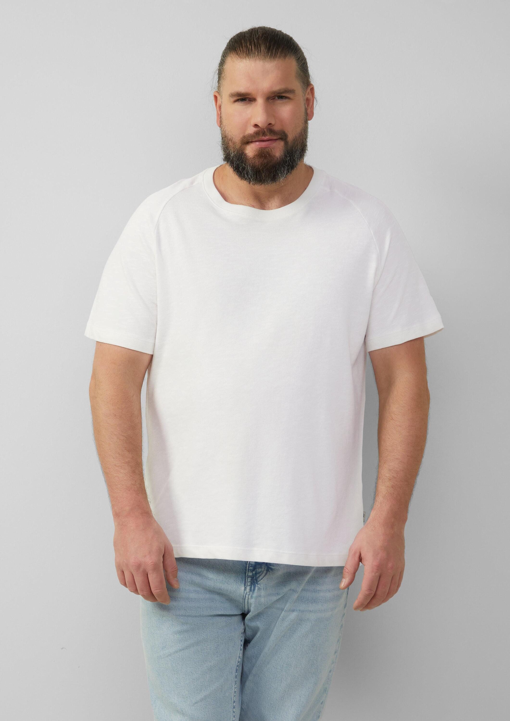 s.Oliver Kurzarmshirt T-Shirt Raglan-Shirt mit Flammgarnstruktur