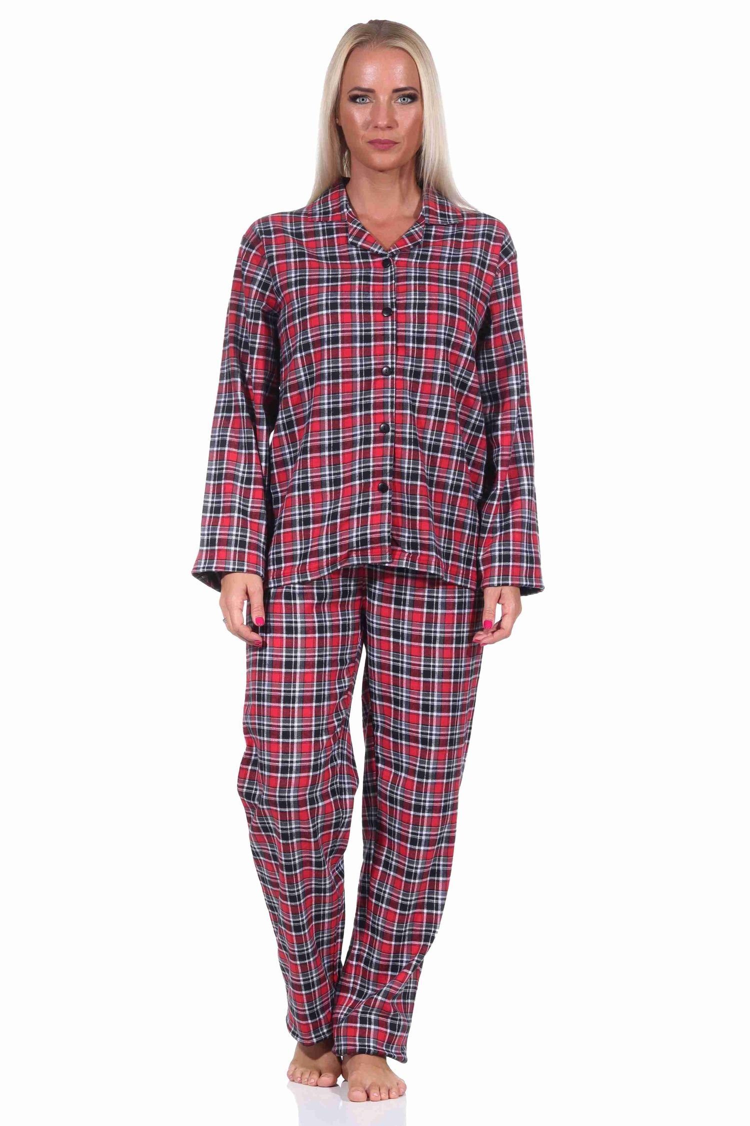 15 Flanell 870 kariert 222 langarm SchlafanzugSet Pyjama Damen - Normann